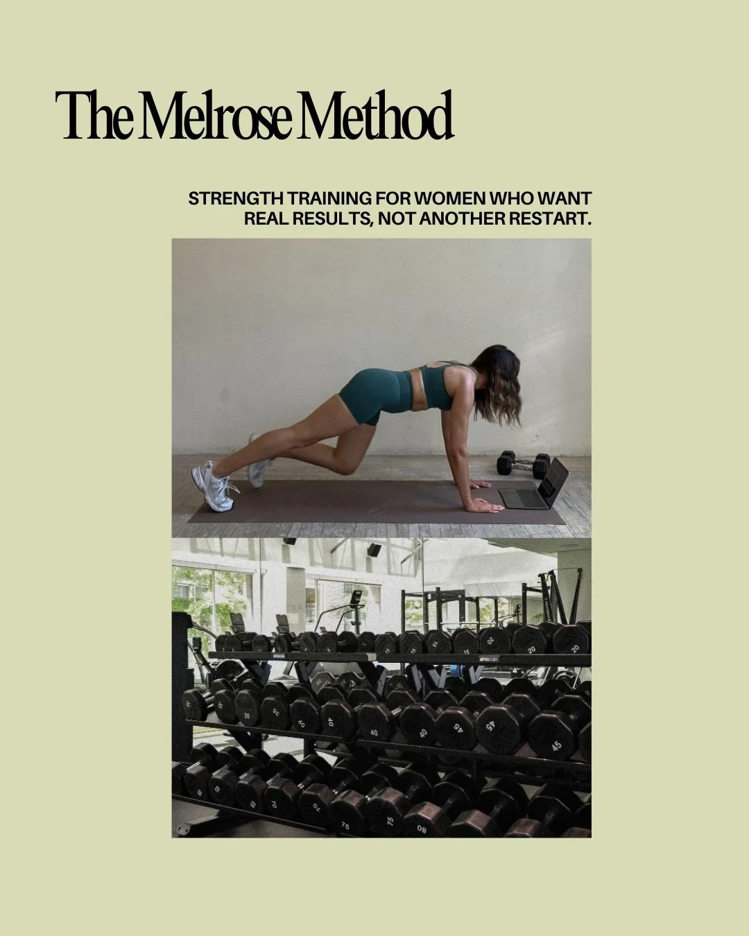 If you&rsquo;re consistent-ish but tired of starting over, you&rsquo;re in the right place.

Melrose Training is the personal training method Toronto women actually stick with because it&rsquo;s built around real life, not all-or-nothing plans.

Sinc