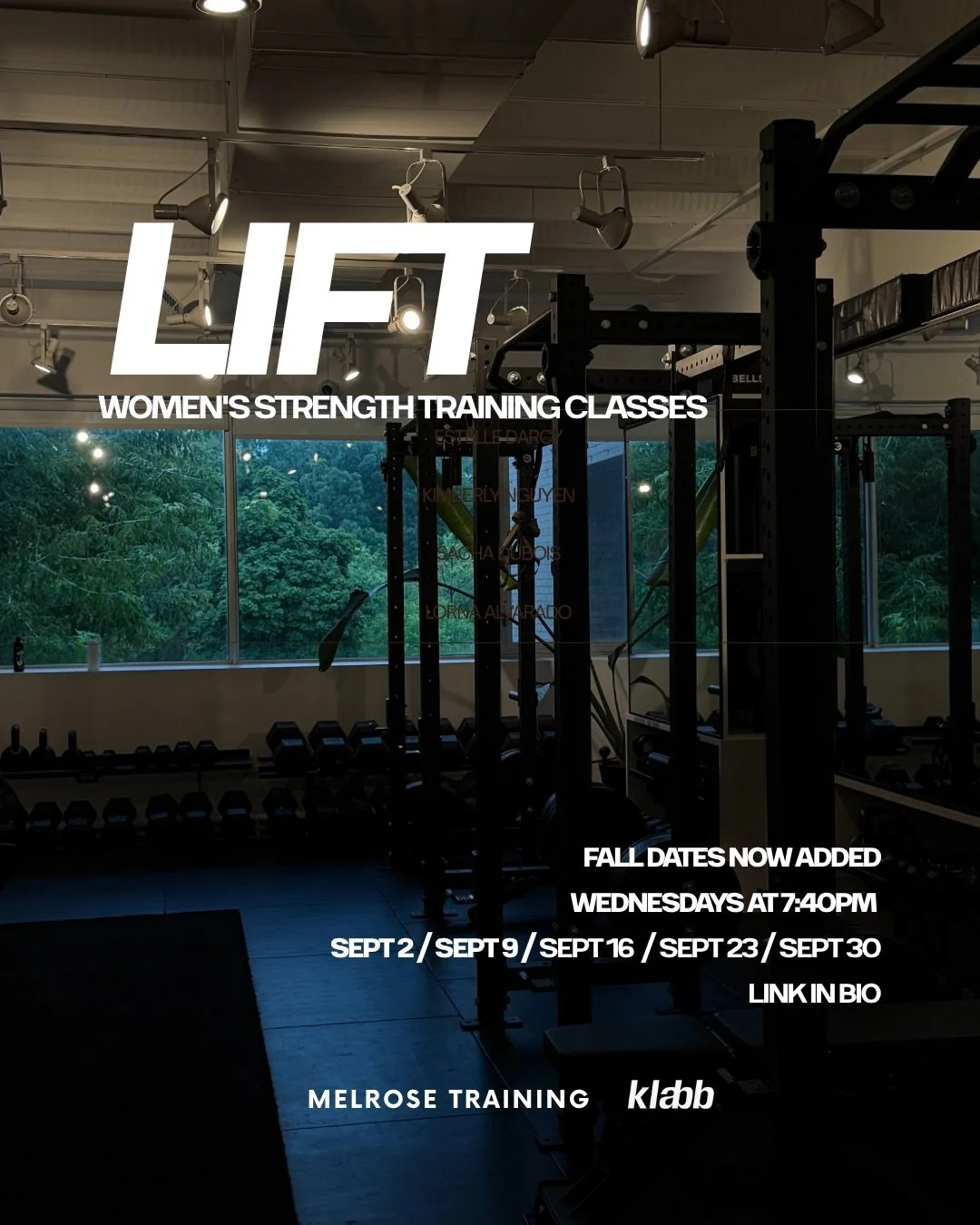 SEPT DATES NOW LIVE 📆 If you&rsquo;ve been wanting to start lifting weights but aren&rsquo;t sure which exercises to do, how heavy to lift, or if you&rsquo;re even doing them properly, come LIFT with us.

You&rsquo;ll get a full-body strength workou