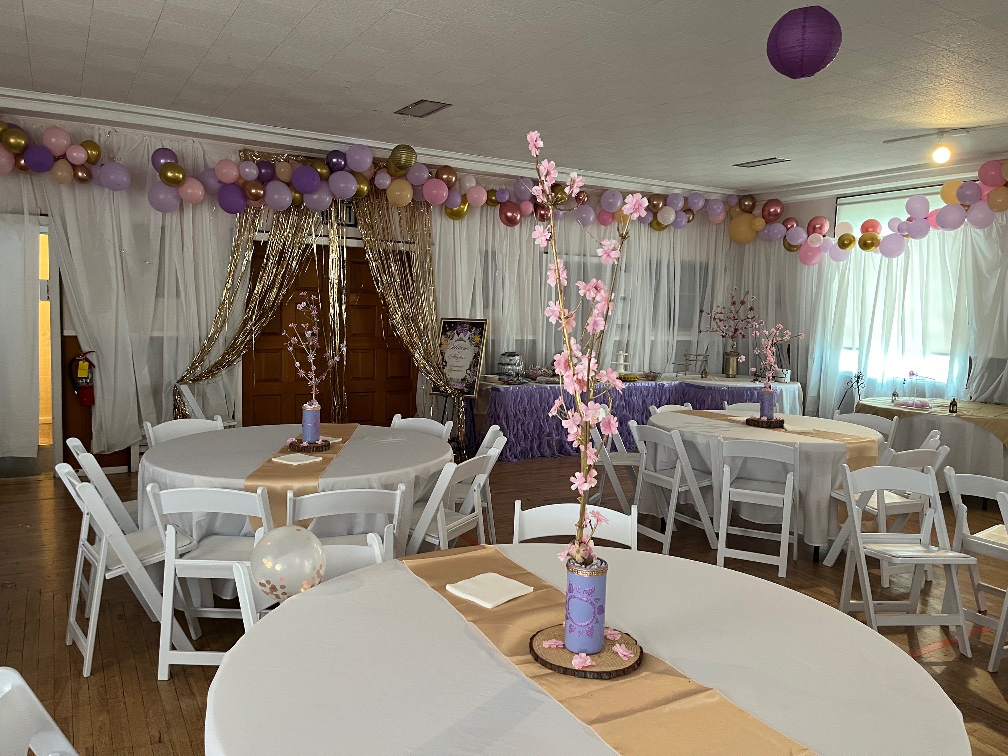 Upper Ballroom decorated for Quinceanera