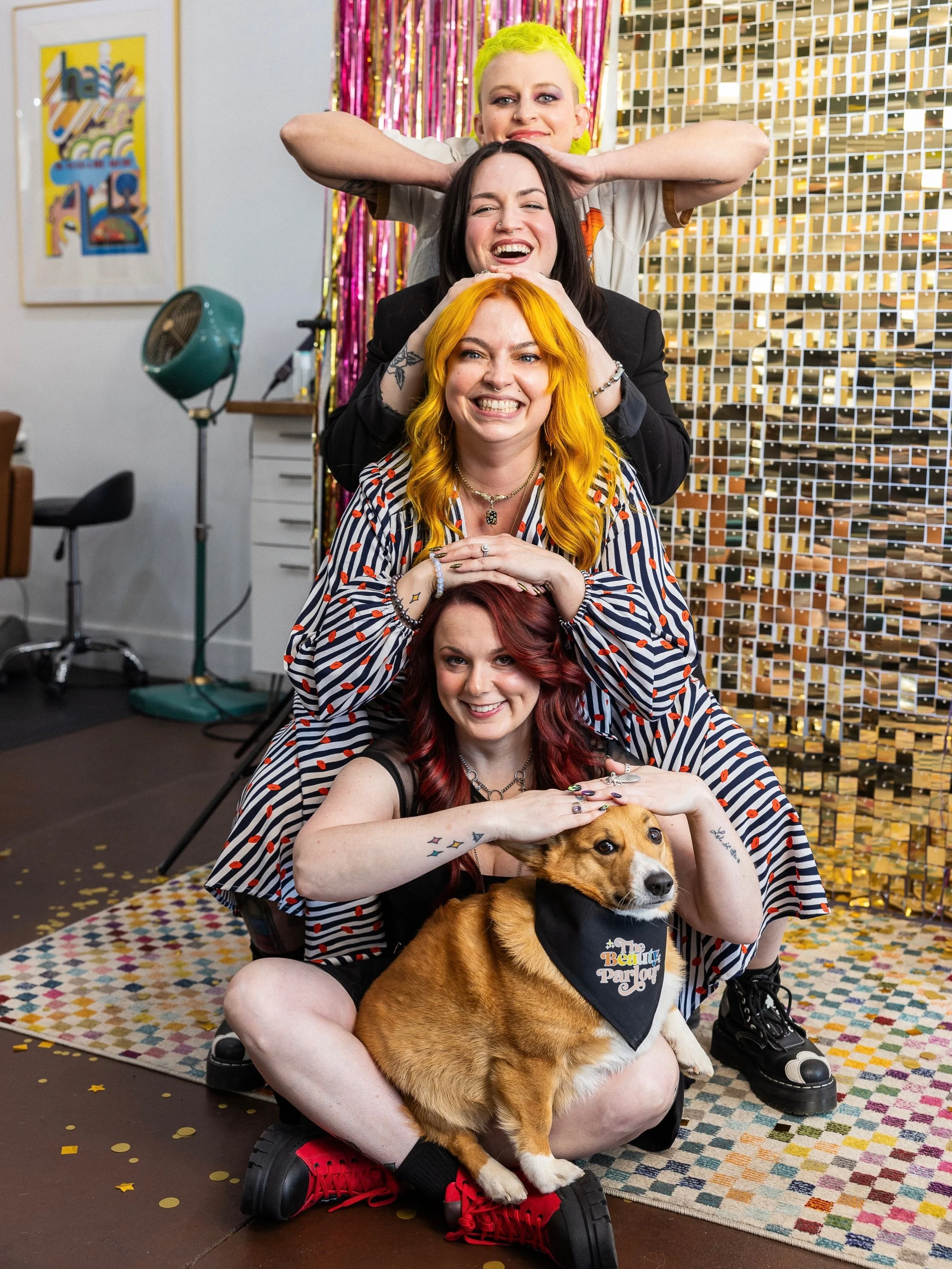 The only thing stronger than this team is the hairspray &amp; Kimchi&rsquo;s questionable side eye✨

.
.

#eastnashvillehairsalon #eastnashvillehair #nashvillehairsalon #nashvillehair #eastnashvillehairstylist