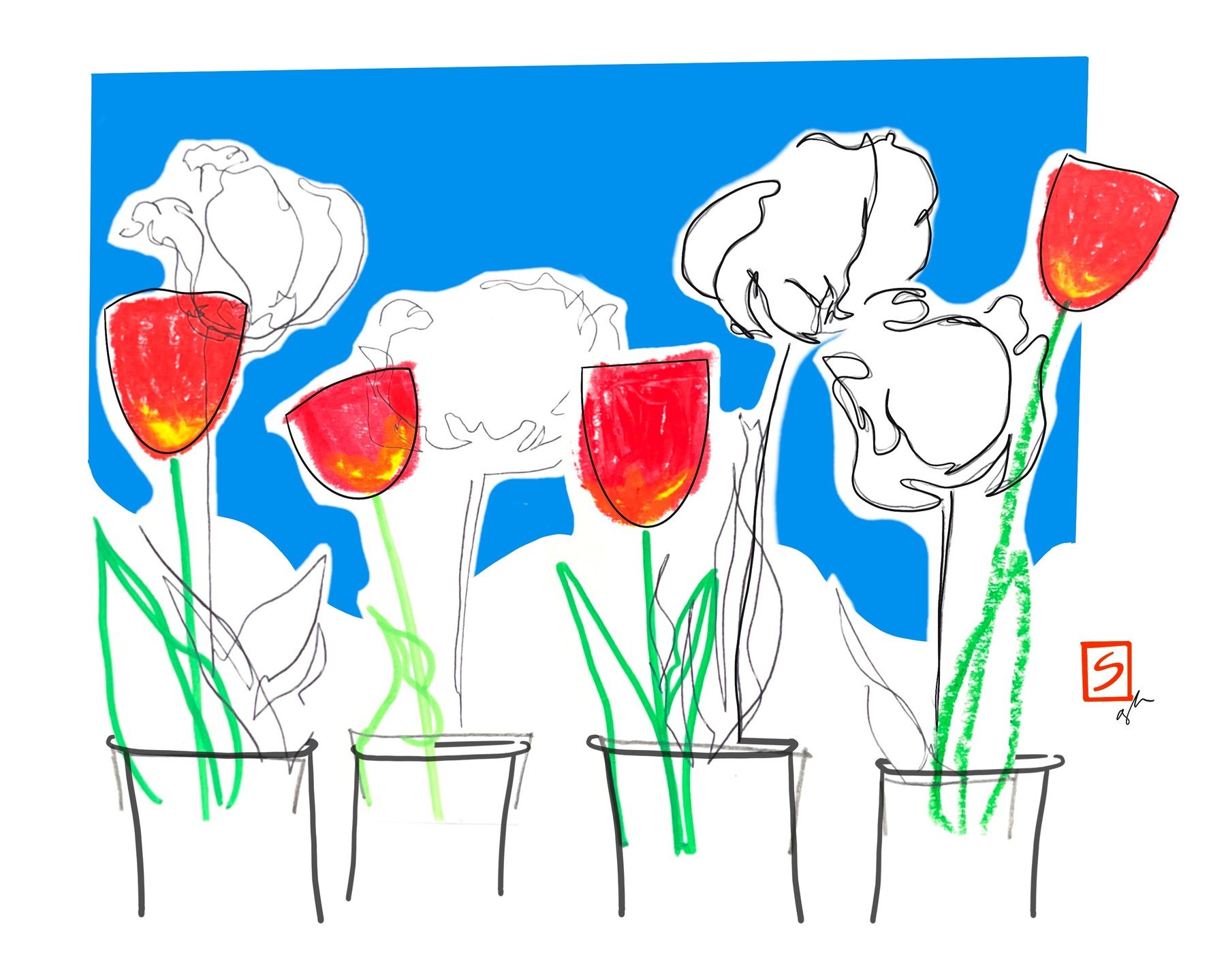 happy May day 🌷

'May Day surprises' digital mixed media, 2024.

#may #colorado #tulips #mayday #flowers #creativity #digitalart #consciouscontours #drawing #play #create