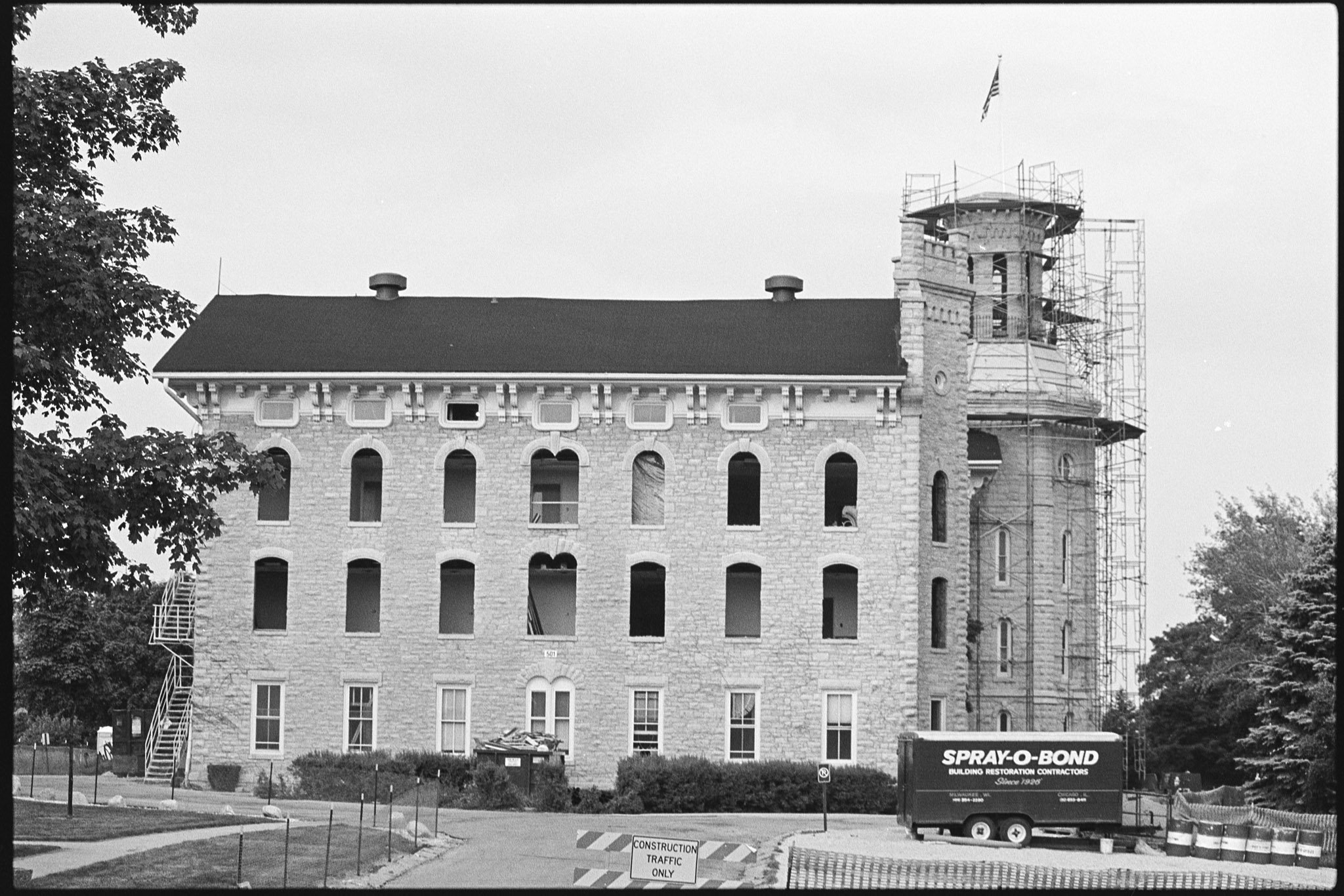 Start of Blanchard Hall renovations, June 7, 1989