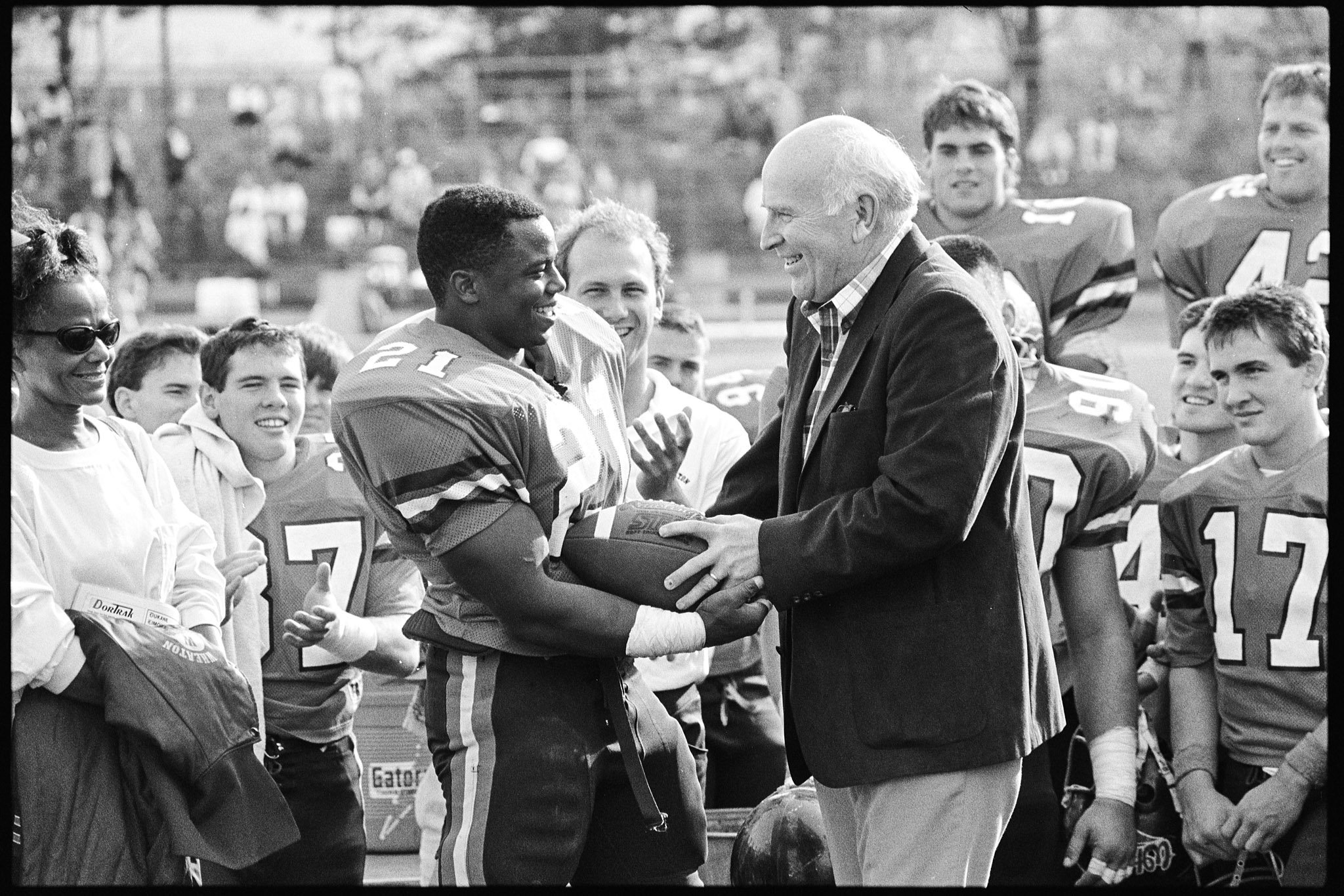 Football vs North Park (Steve Holland '90 overtaking Chuck Schoenherr's '50 rushing yards record), October 28, 1989
