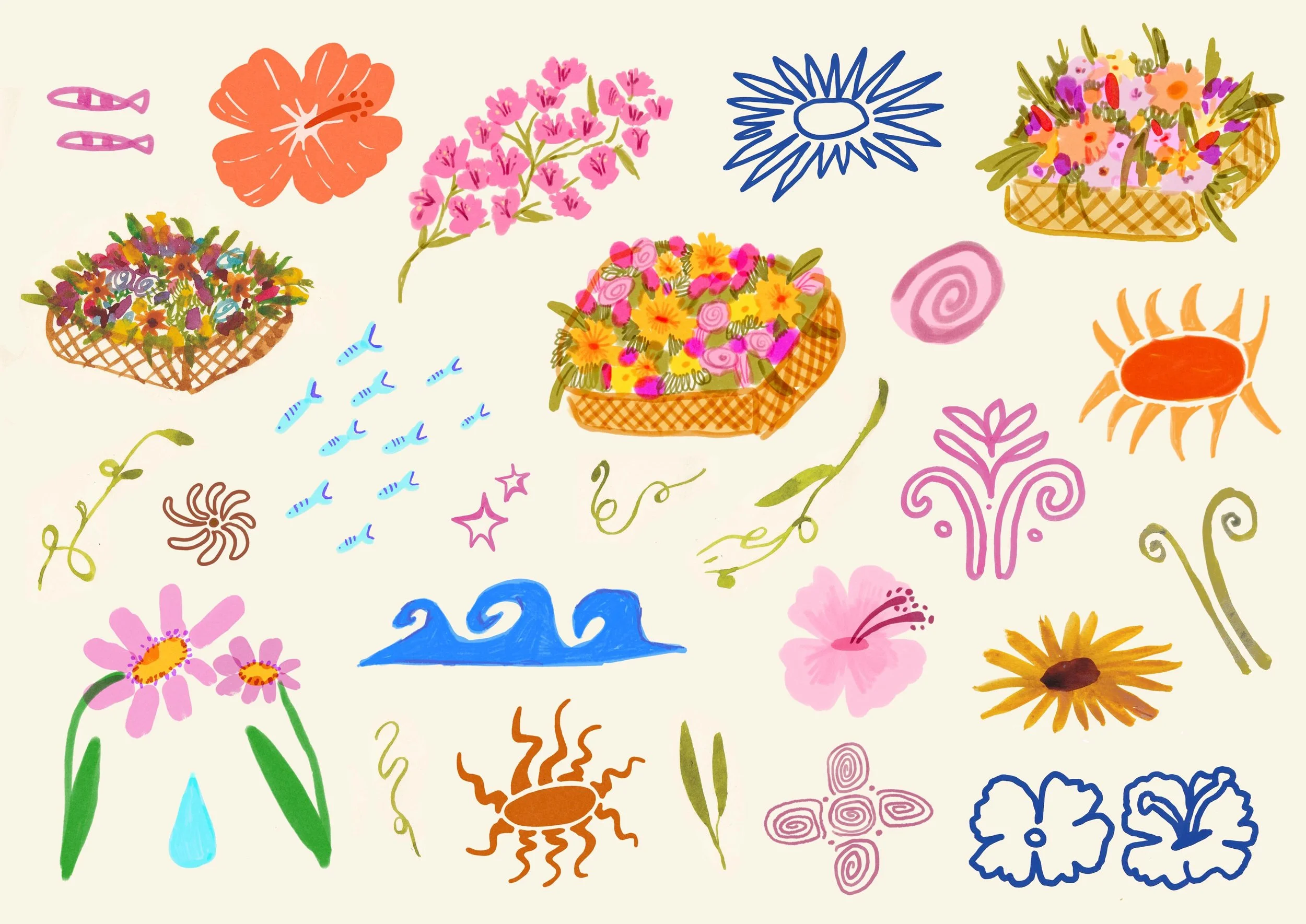Recently inspired shapes 💫🌀🦎🐠🪷🍋&zwj;🟩💧🌺🍥

Just got back from a bliss trip to Bali, feeling v inspired to create some new designsssss ✨
 
I&rsquo;m currently working on a few fun custom design projects! Also aiming to add some new patterns t