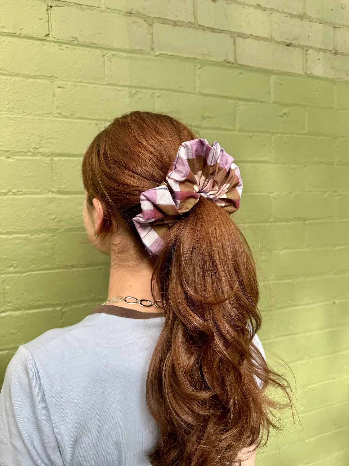 Berry Blue Plaid Scrunchie