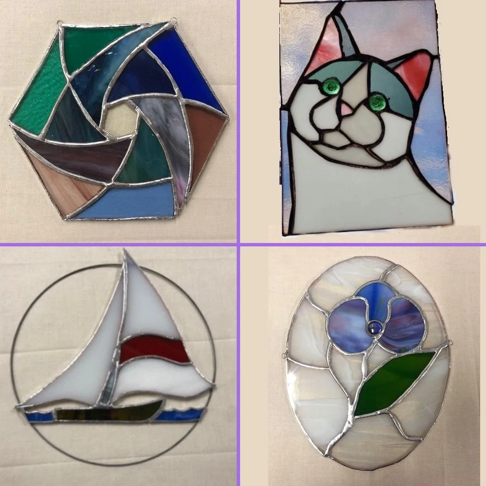 four week stained glass class collage