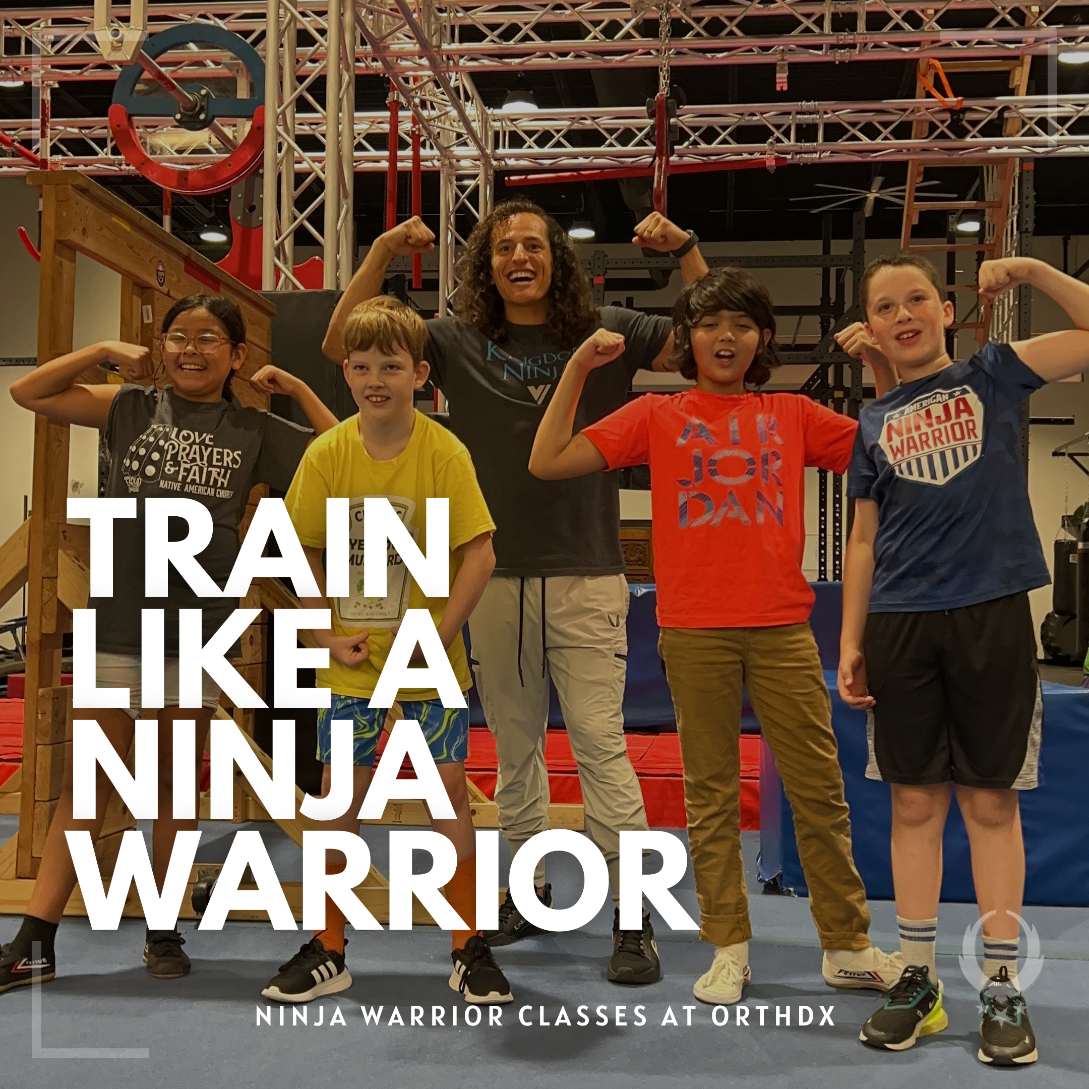 Ninja kids in Madison with American Ninja Warrior Daniel Gil at ORTHDX in Madison Wisconsin