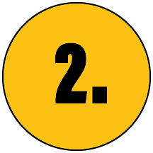 Yellow circle with black number 2 and a period