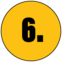 Yellow circle with the number 6 in black and a period.