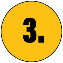 Yellow circle with a black number 3 and period in the center.
