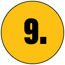 Yellow circle with black number 9 and a period.