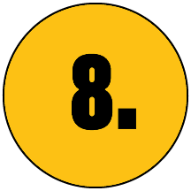 Yellow circle with a large black number 8 and a period.