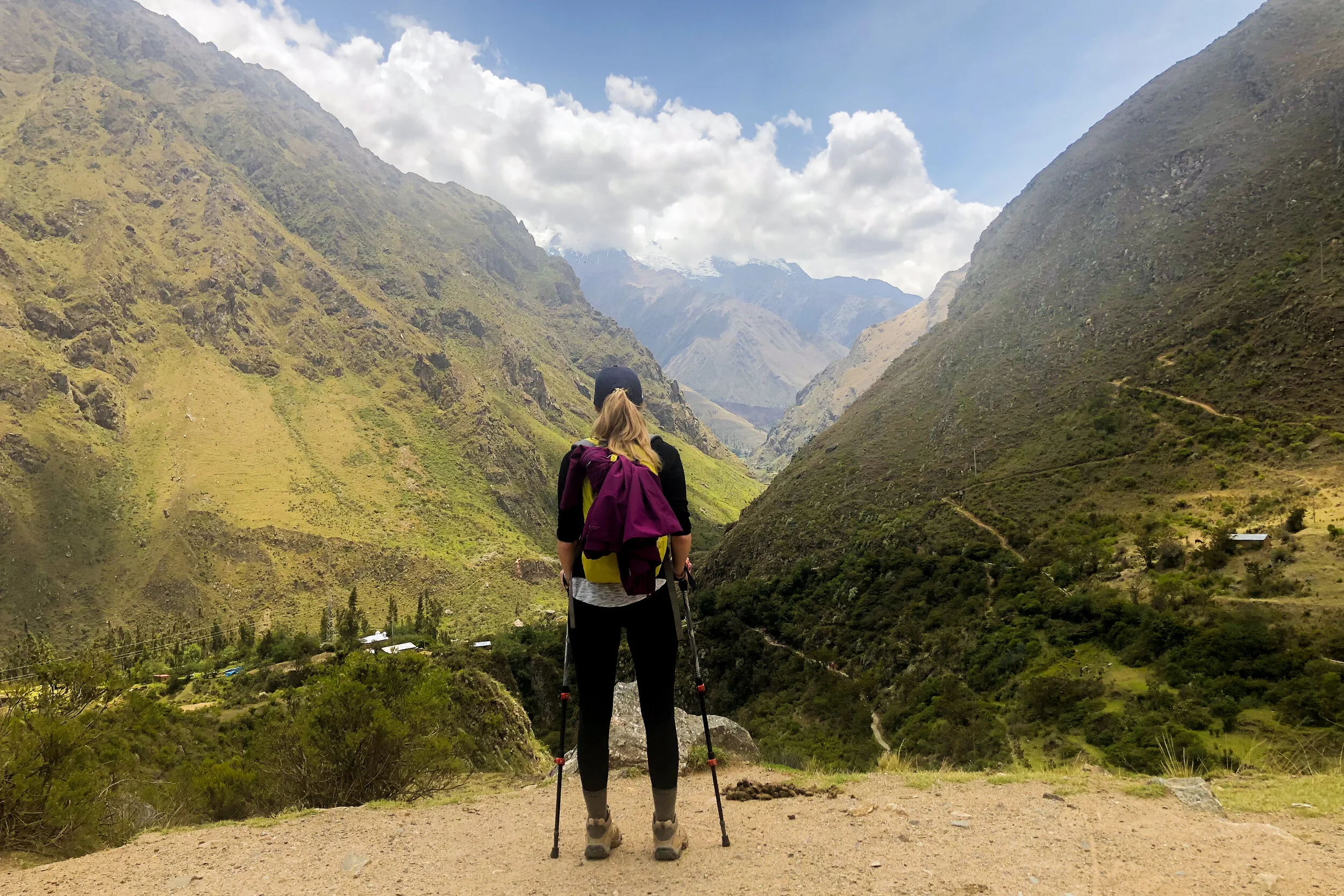 Hikers walking the Inca Trail to Machu Picchu