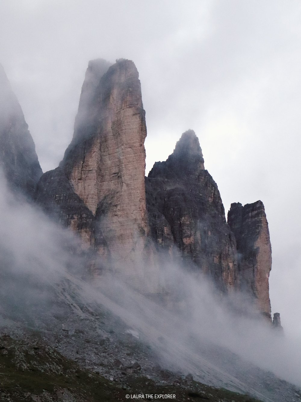 Misty sunset at Rifugio Lavaredo