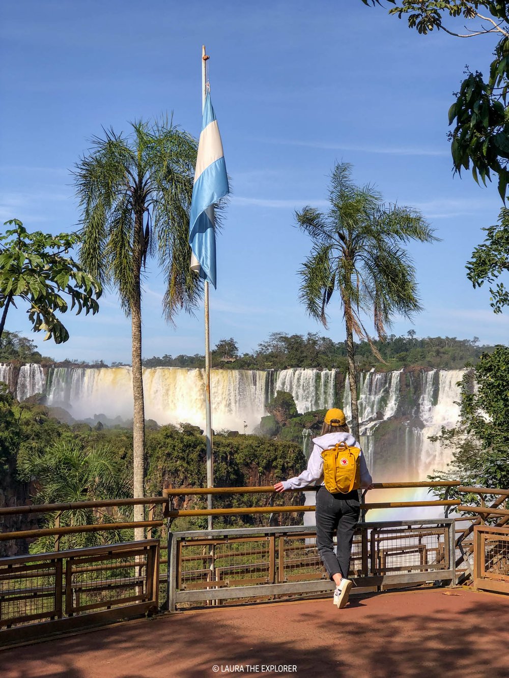 laura the explorer on the argentinian side of the iguazu falls
