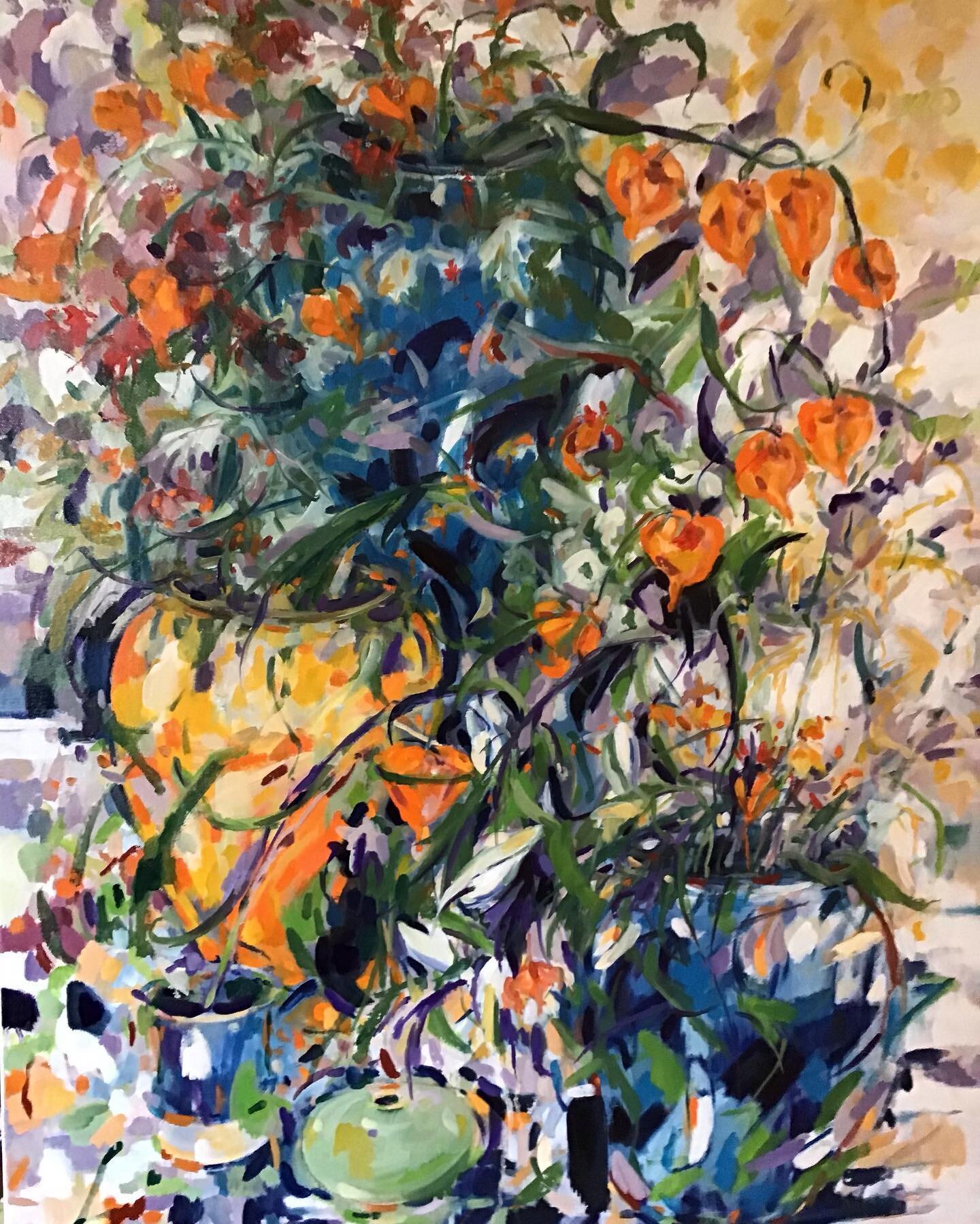 &lsquo;Chinese Lanterns&rsquo; oil on canvas 76 x 102 cm