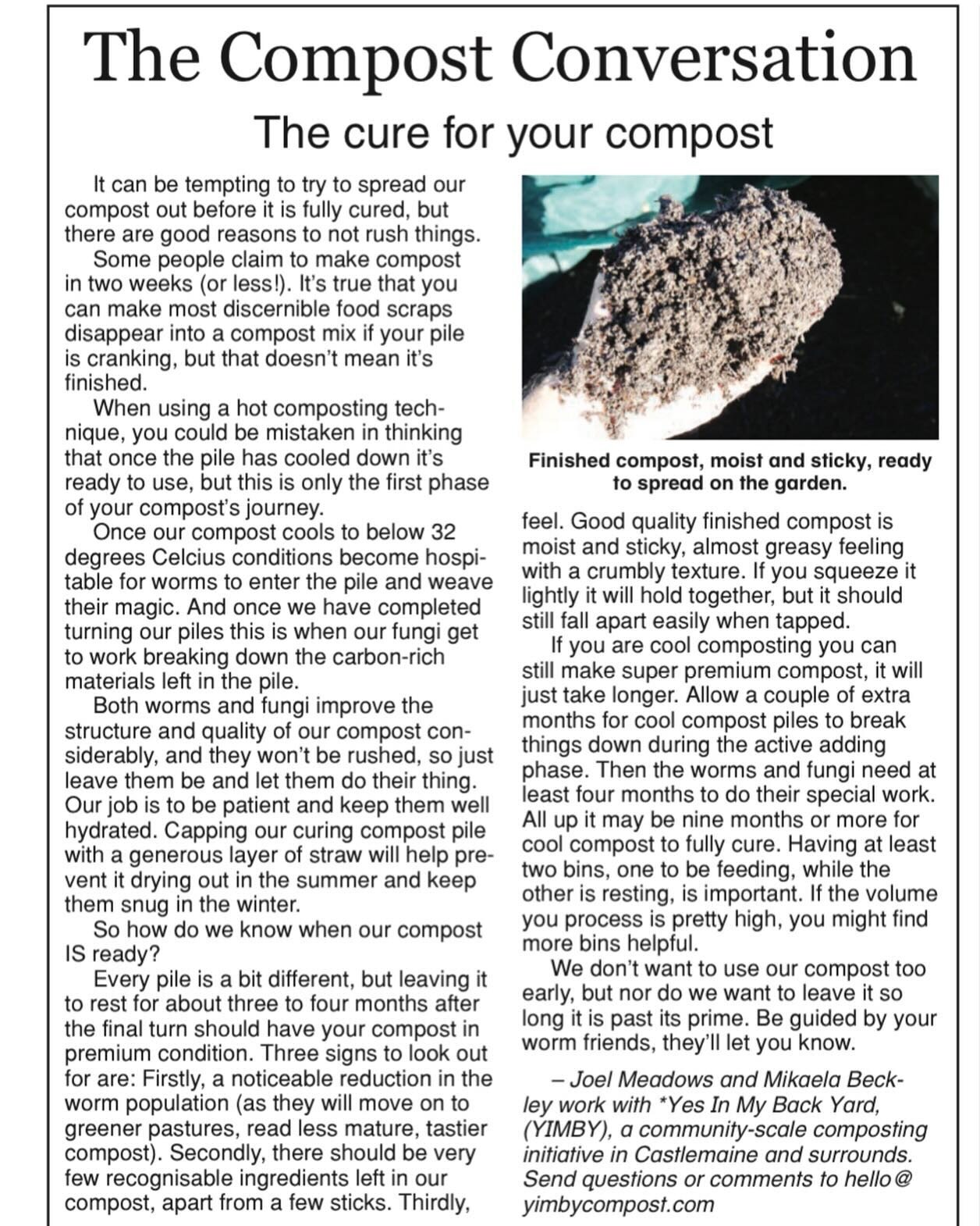 How do you know when your compost is ready? Check out this weeks Compost Conversation in the @midlandexpress where Joel &amp; @mikaelaraebeckley talk us through what we are looking for in a mature compost. 

#hotcompost #communitycompost #localsoluti