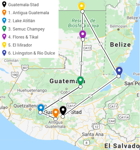 Guatemala reisroute