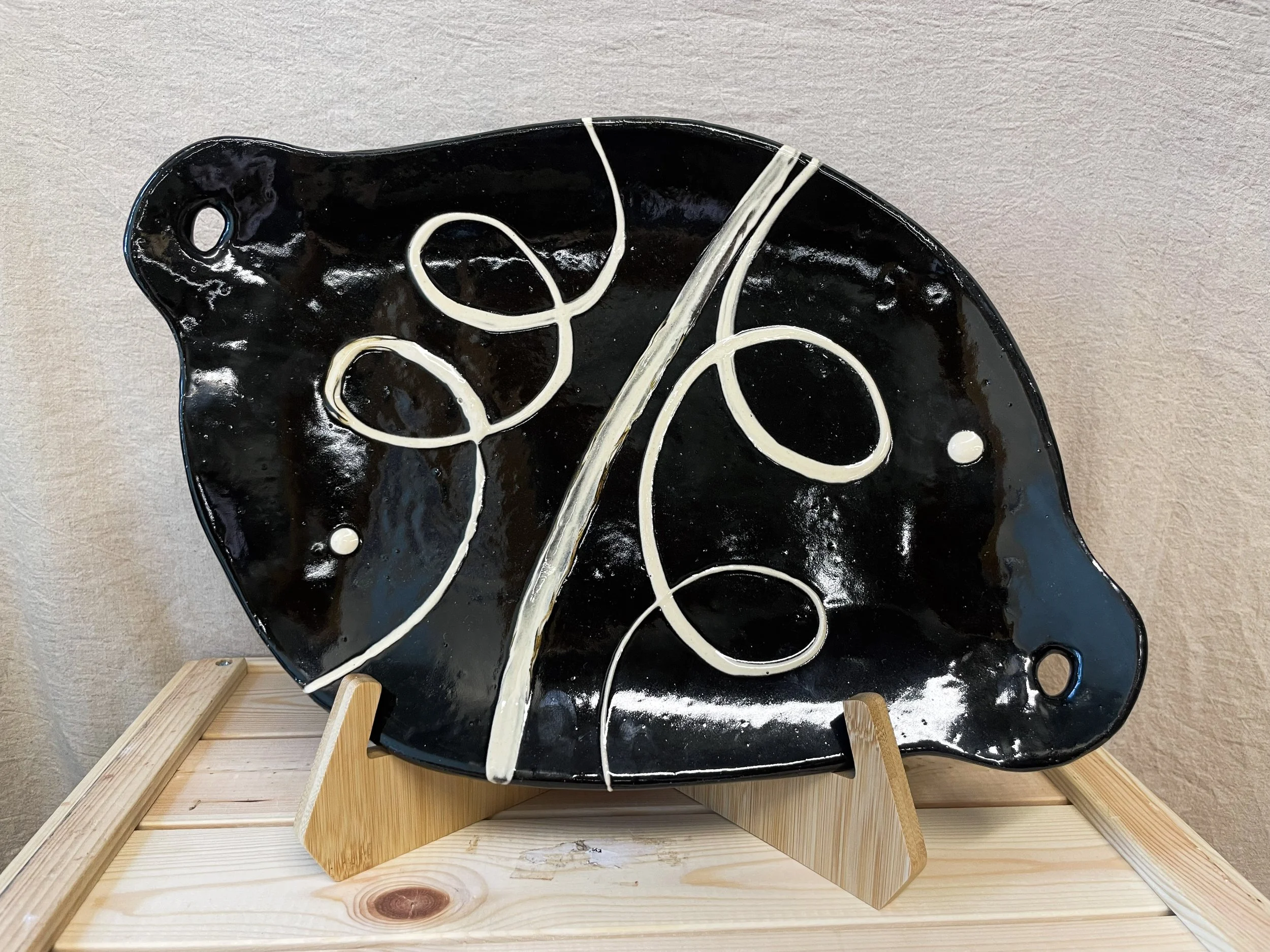 Black and White Slipware Platter