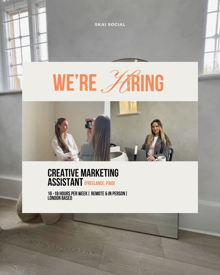 We&rsquo;re hiring a Creative Social Media Assistant ✨

Freelance and paid | Approx. 16-18 hours per week | Remote with London access preferred

What you&rsquo;ll do:
✨ Schedule and post across Instagram, TikTok, Pinterest, LinkedIn
✨ Refine copy, ca