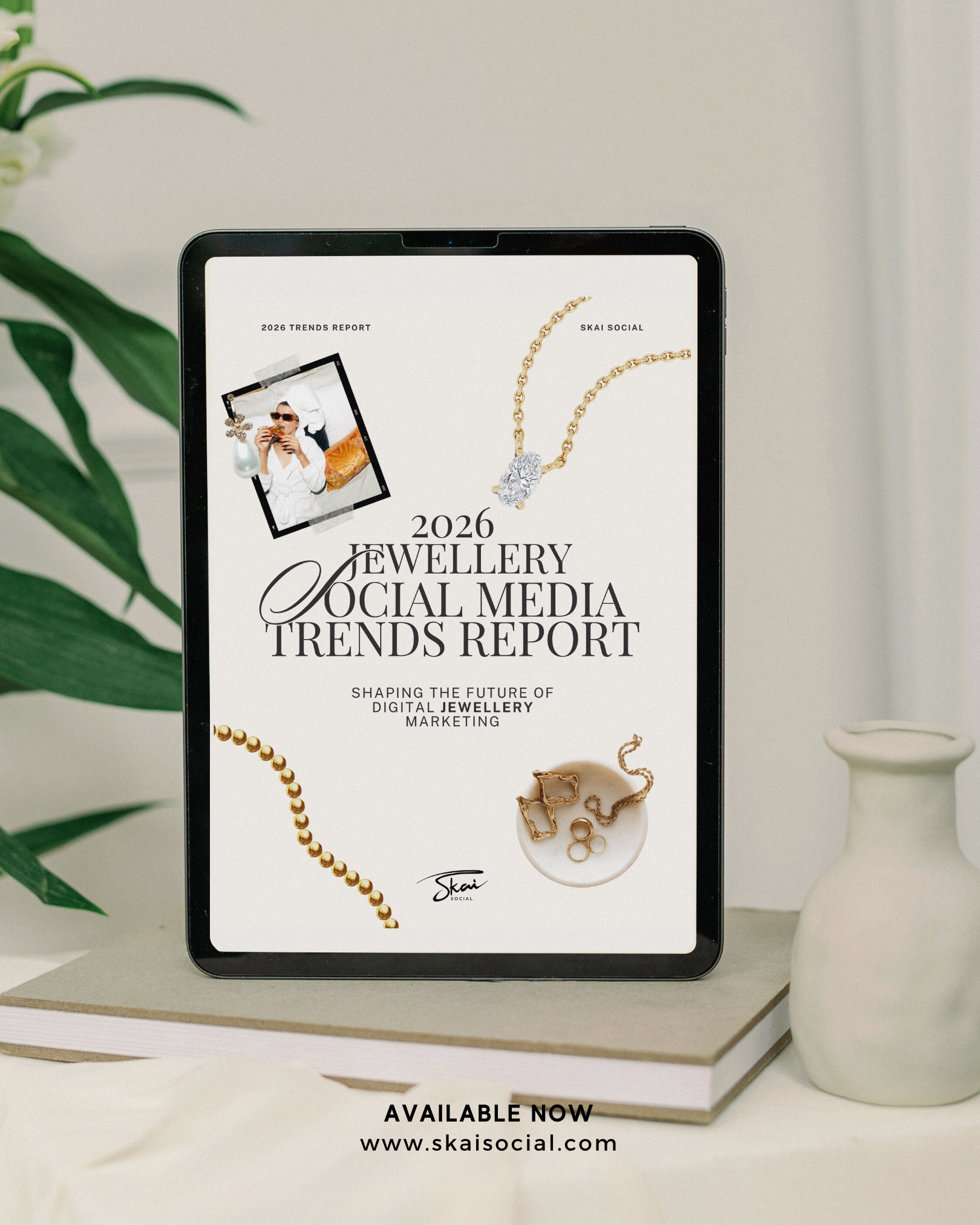 Smartphone displaying a 2025 social media marketing calendar with key dates on an orange background.