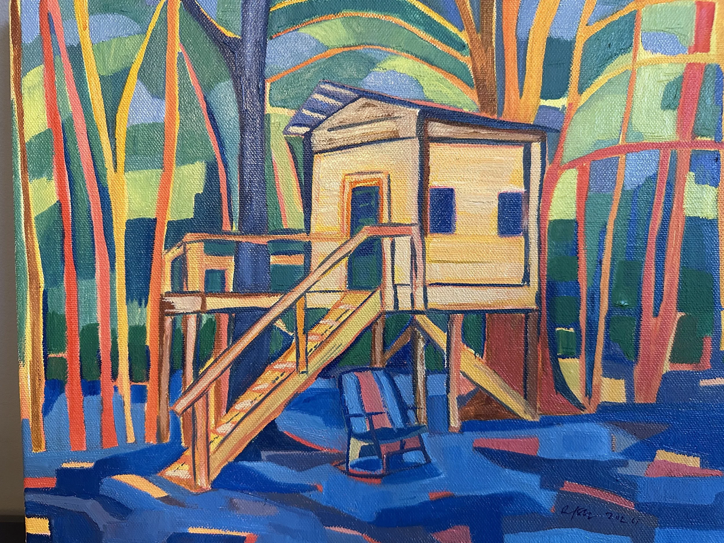 Tree House!, 11"x14", oil on canvas