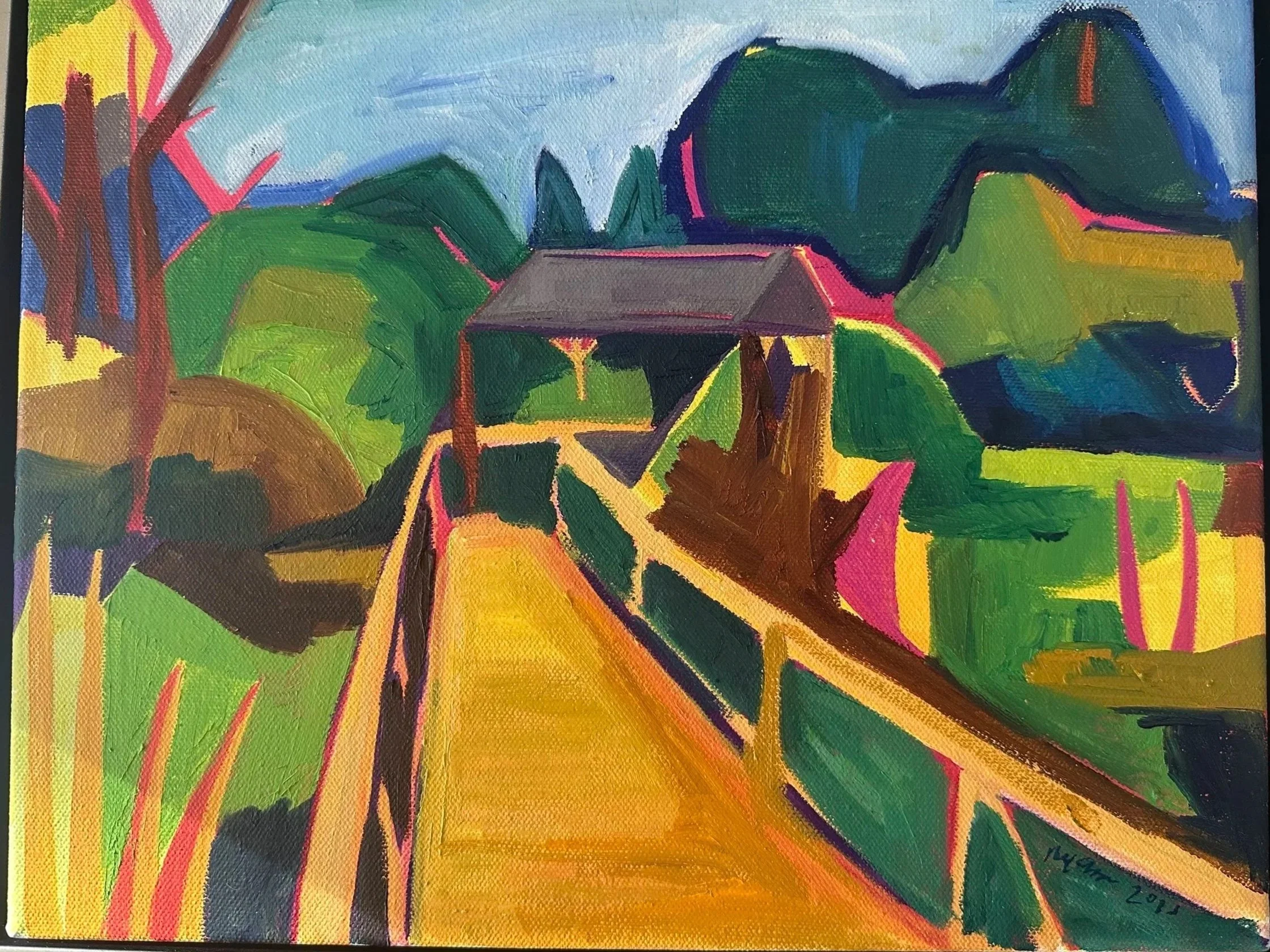 Cottonwood Trail Boardwalk, 11"x14", Oil on canvas