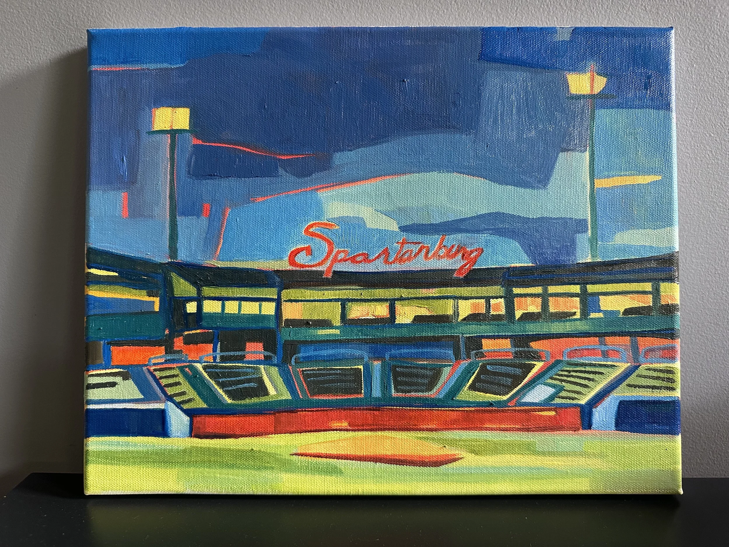 Spartanburgers Stadium, 11"x14", oil on canvas