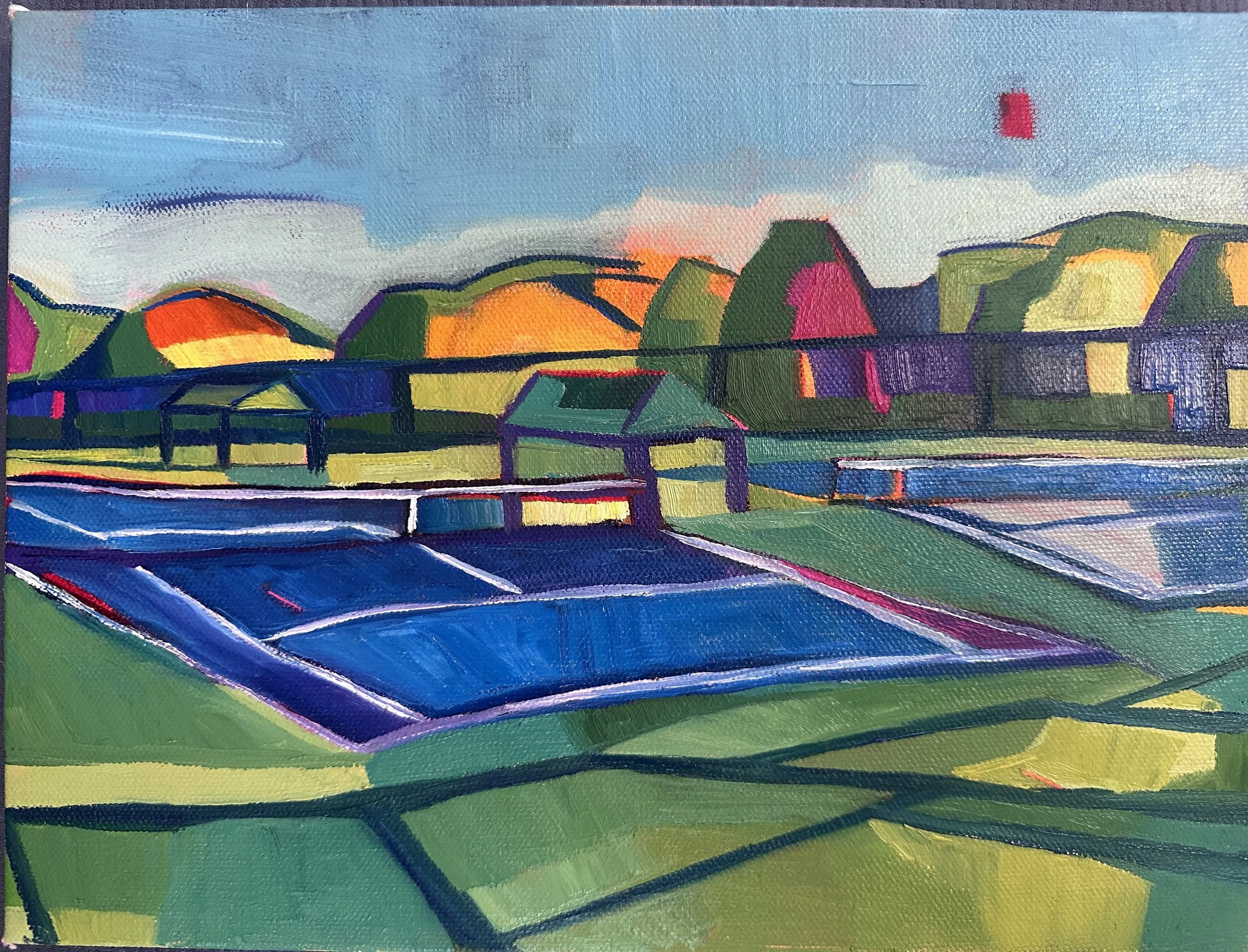 Spartanburg Dat School Court, 11"x14", oil on canvas