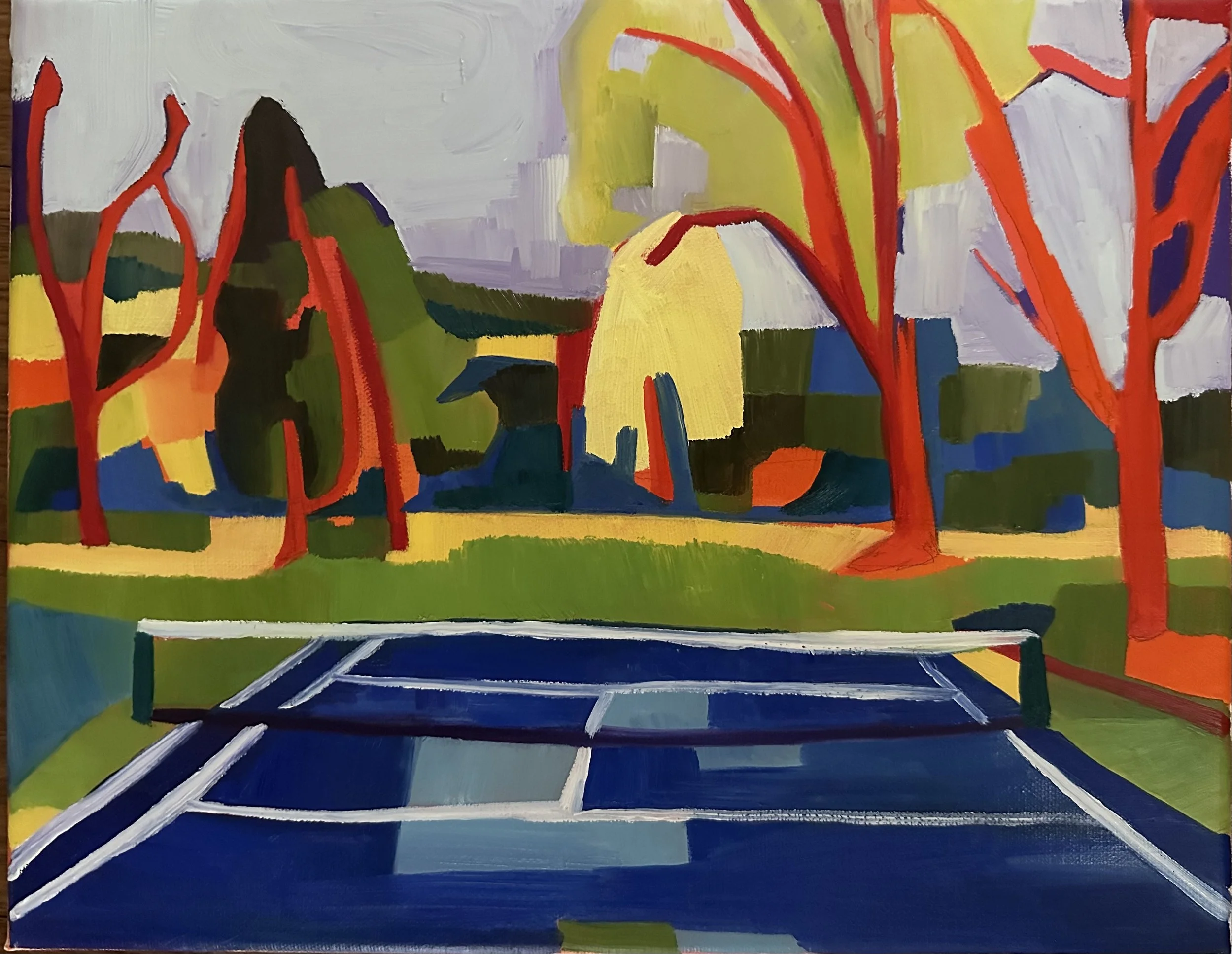 Blue court, 11"x14", oil on canvas