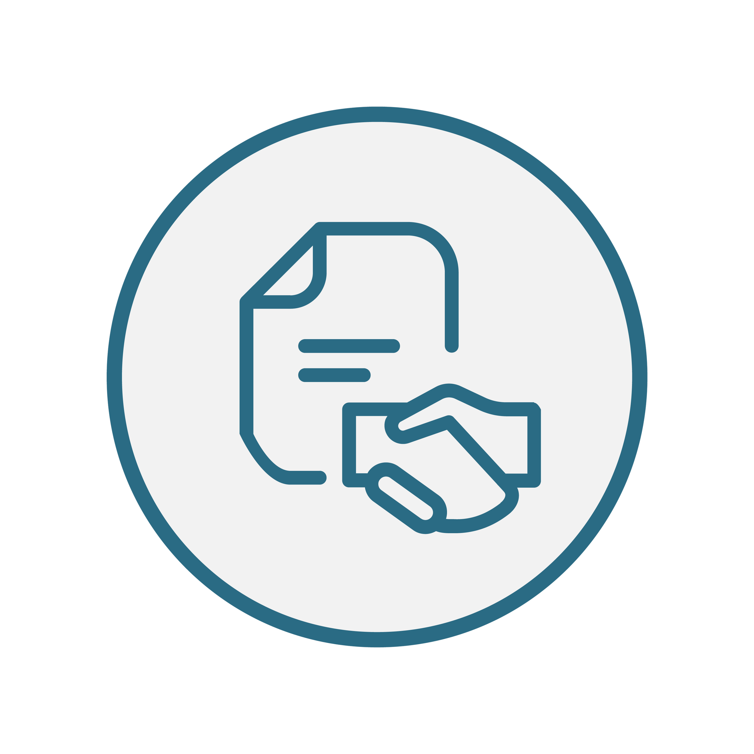 Icon of a handshake and a document in a circle