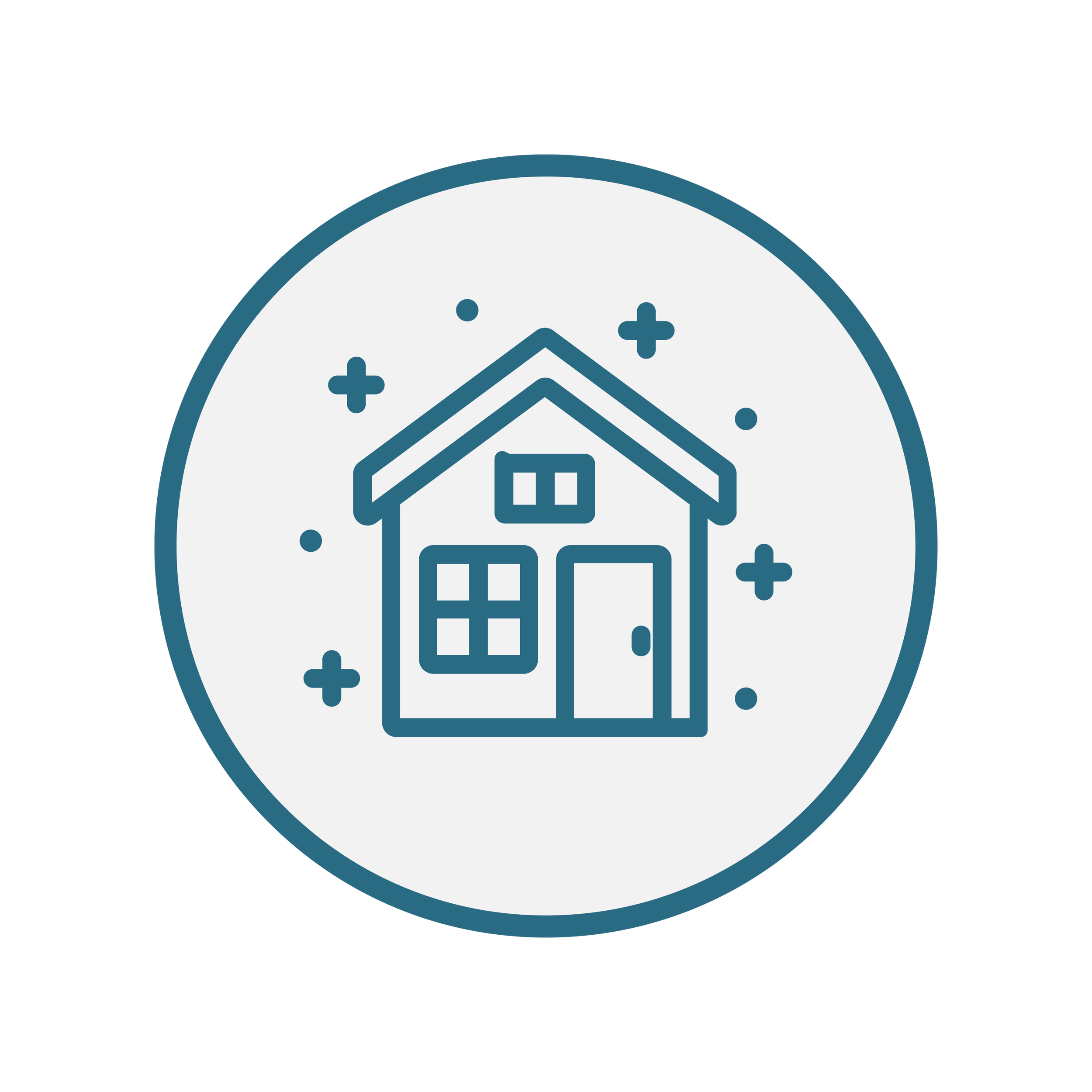 House icon with sparkles in a circle