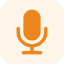 Icon of a microphone in orange color