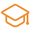 Icon of a graduation cap in orange