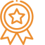A yellow ribbon with a gold medal featuring a star in the center.