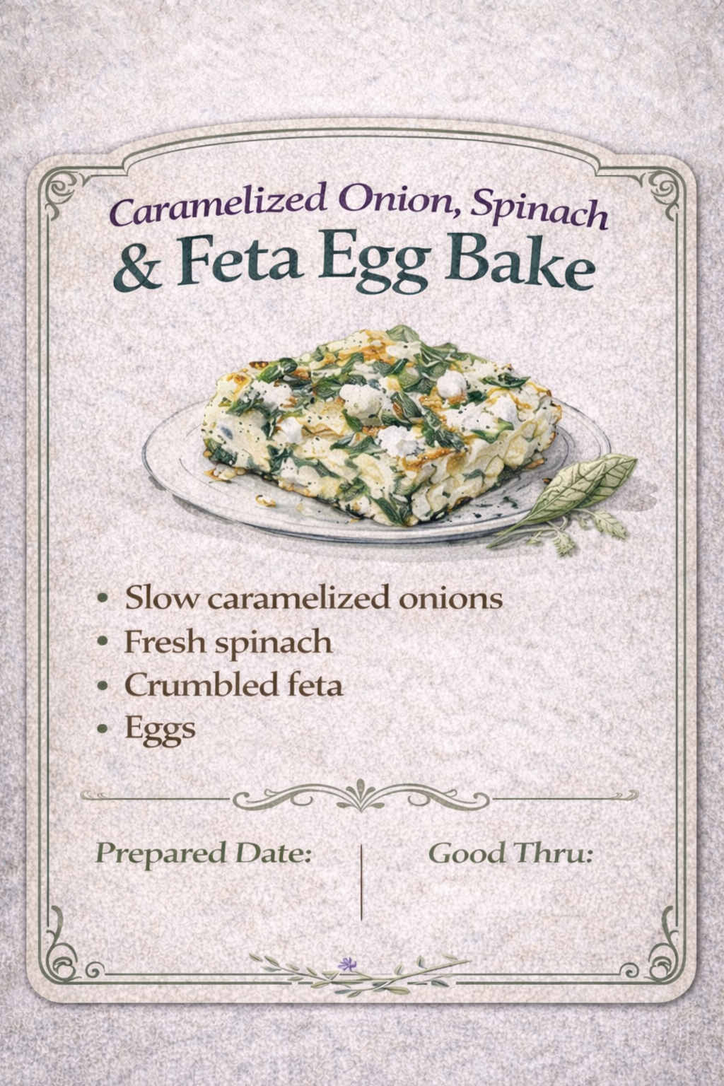 Caramelized Onion, Spinach & Feta Egg Bake