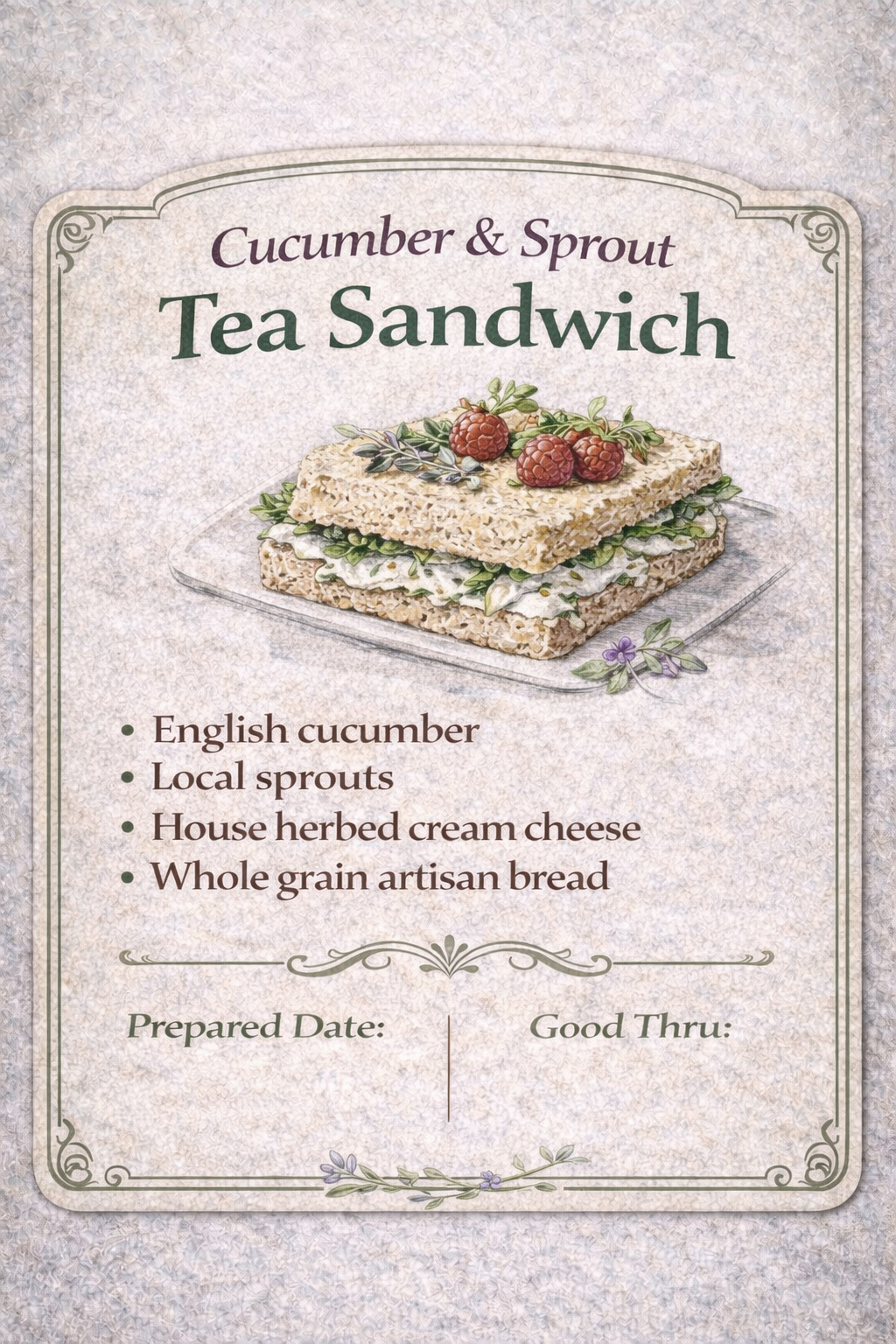 Cucumber & Sprout Tea Sandwich