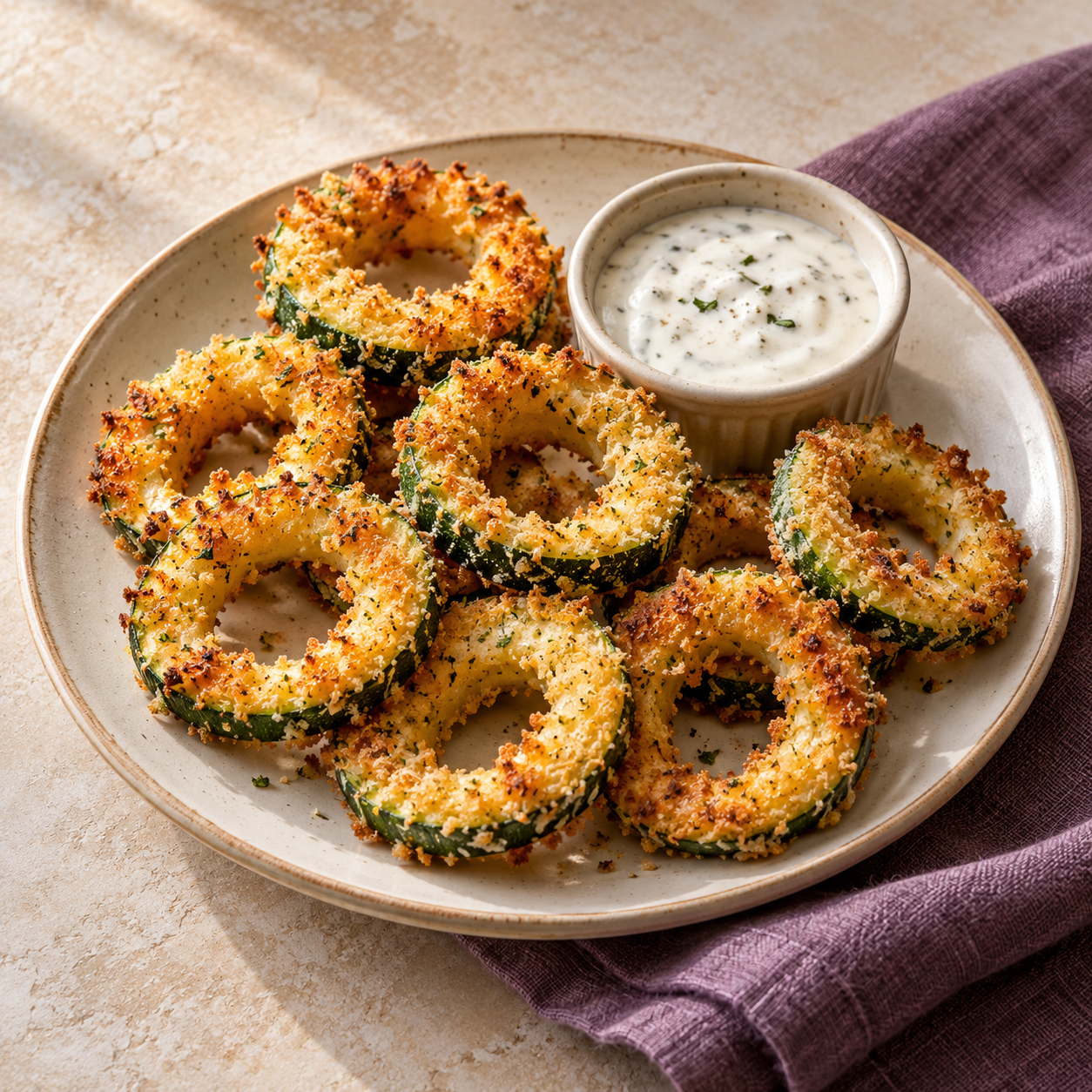 Crispy Zucchini Rings & Dip