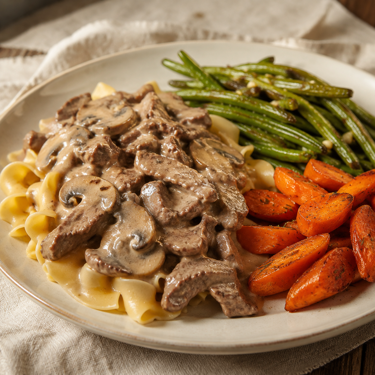 Beef Stroganoff or Vegetarian Mushroom Stroganoff