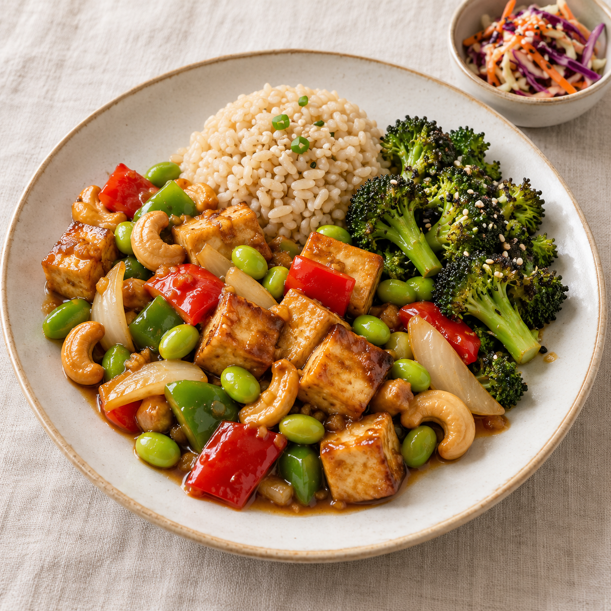 Vegetarian option · Cashew Tofu & Edamame