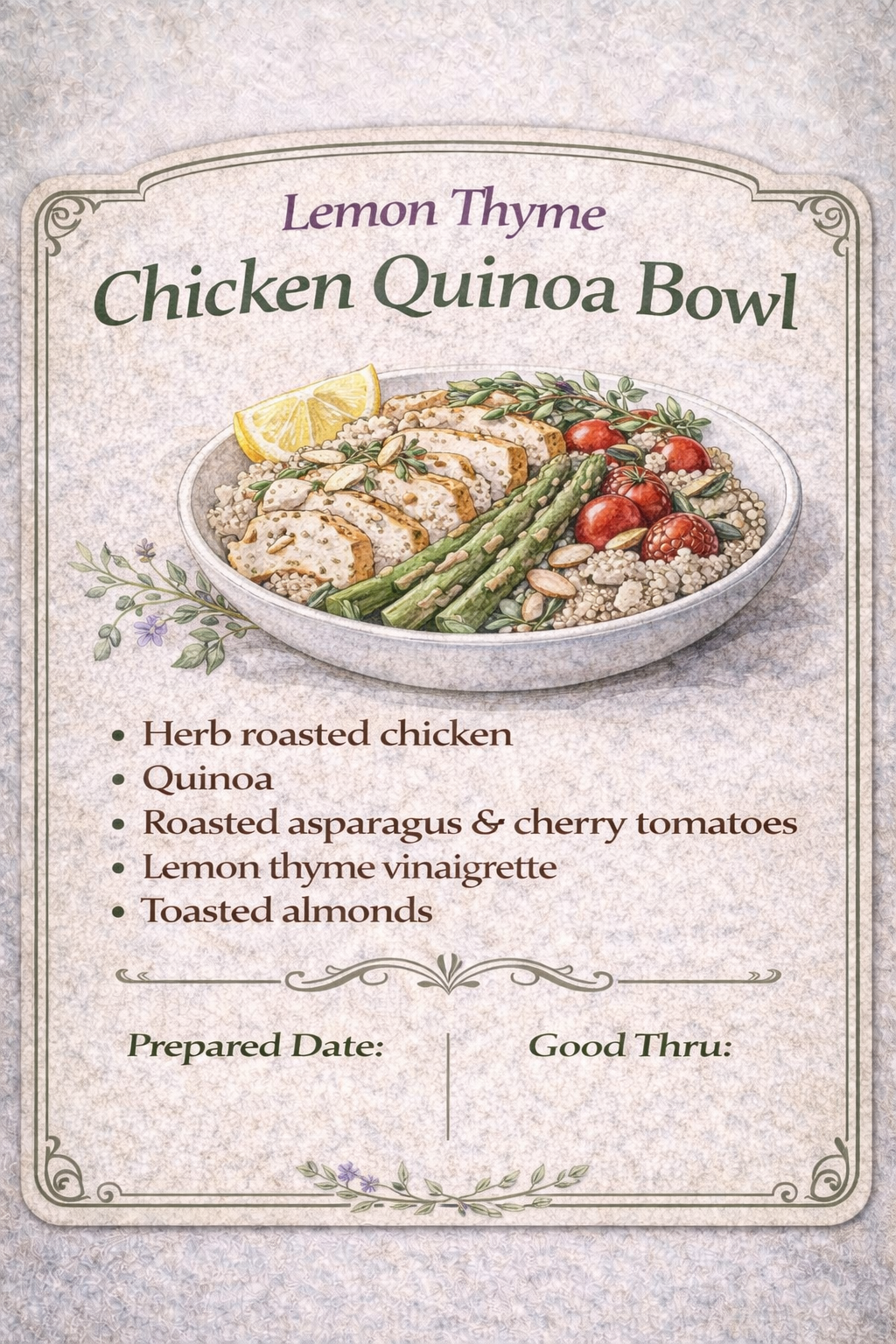 Lemon Thyme Chicken Quinoa Bowl