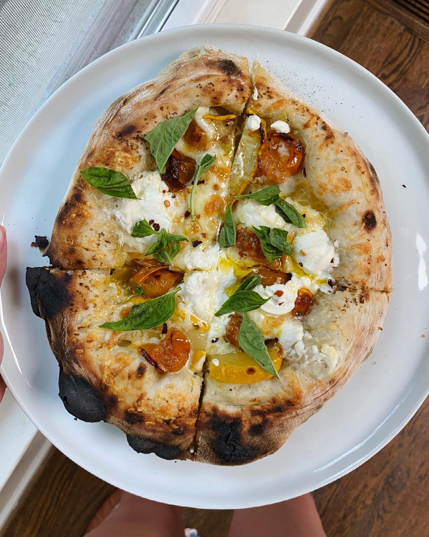 Summer on a pizza ☀️✨ @bakingsteel @snowsbendfarm #csa #summerpizza