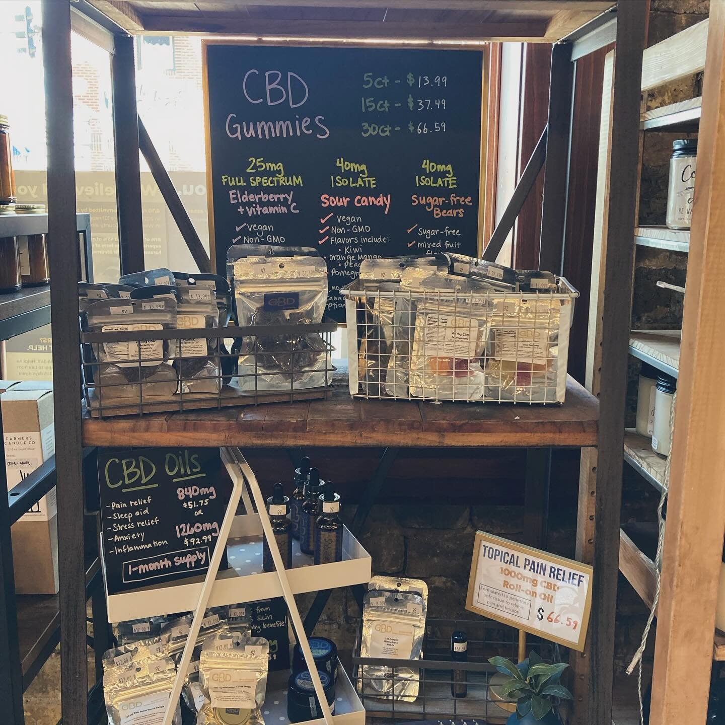 @cbdbydesign has the best CBD products! Stop in this weekend, we have body butter, roll on, drink mix, tinctures, and gummies available.