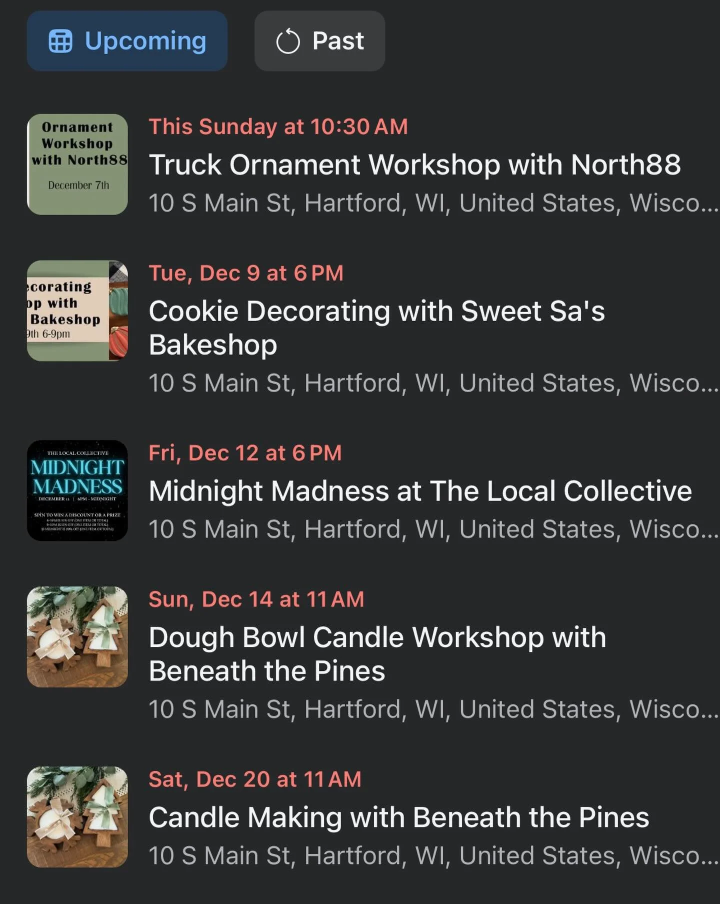 Alright, workshops and events for the rest of 2025 are posted! Please get some friends together and make some memories! We have ornament making this Sunday, cookie decorating class on Tuesday night, Midnight Madness (the best night of the year), and 