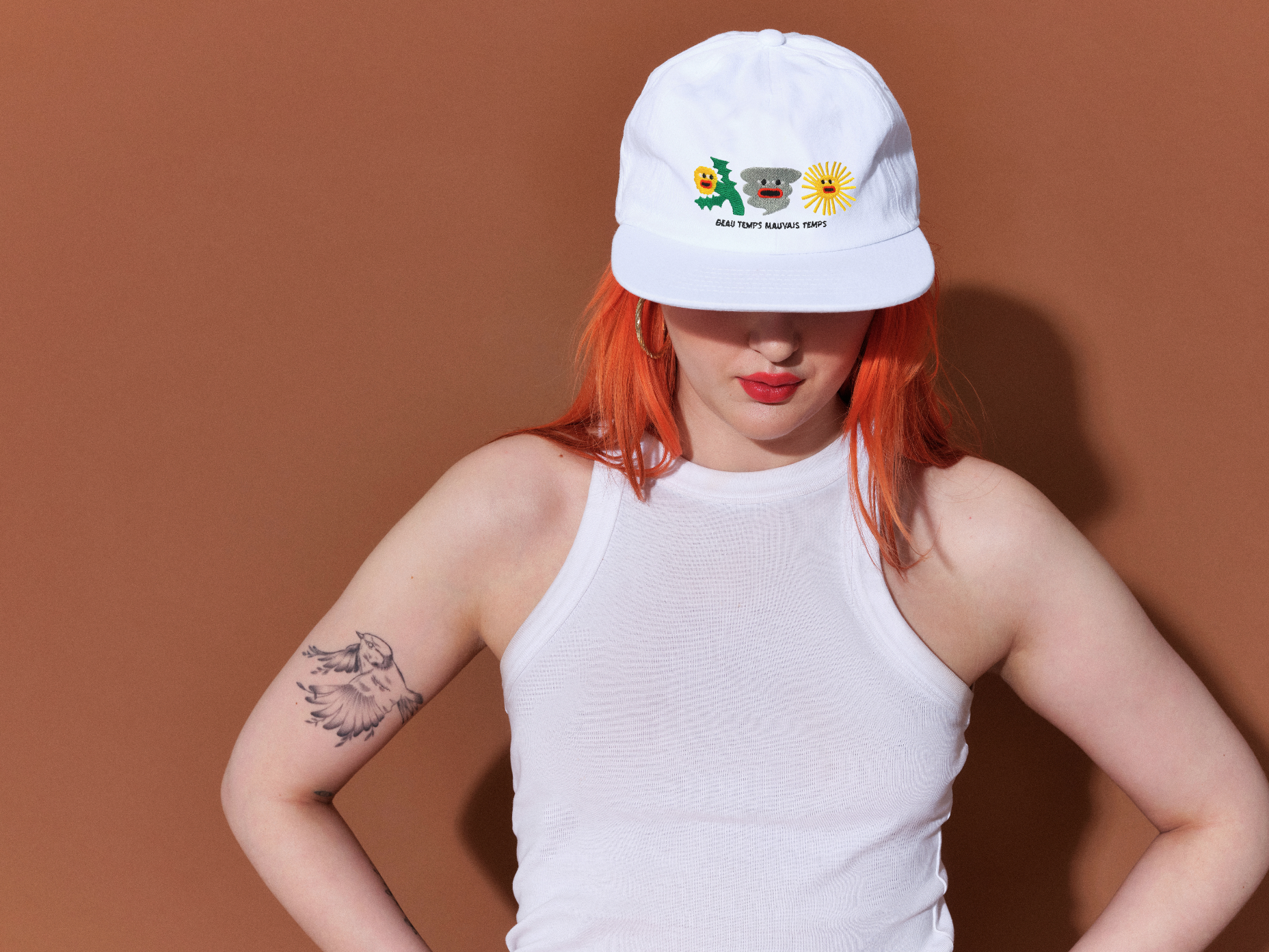 Casquette style skate ''Beau temps'' - Blanc