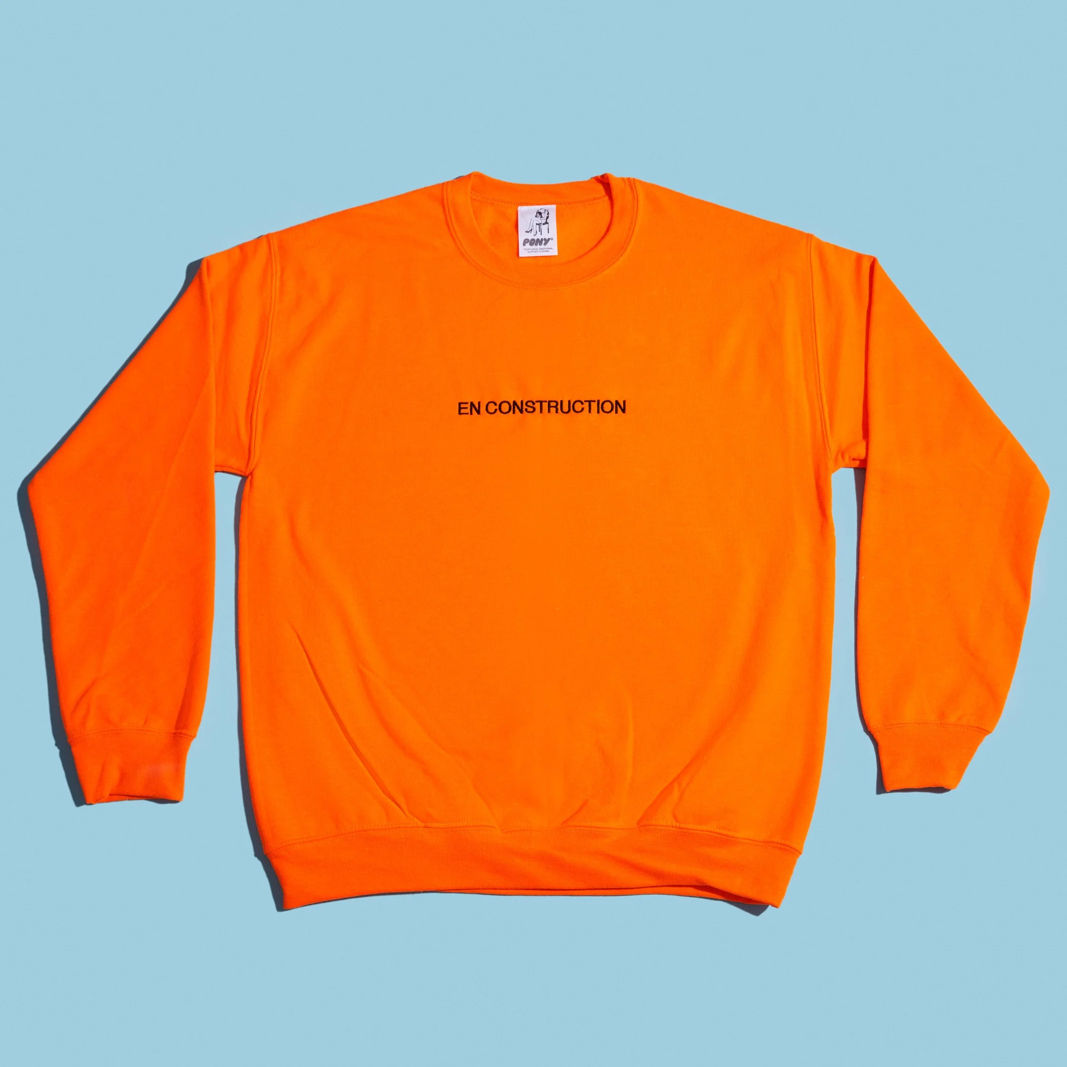 Chandail ''En construction'' - Orange fluo