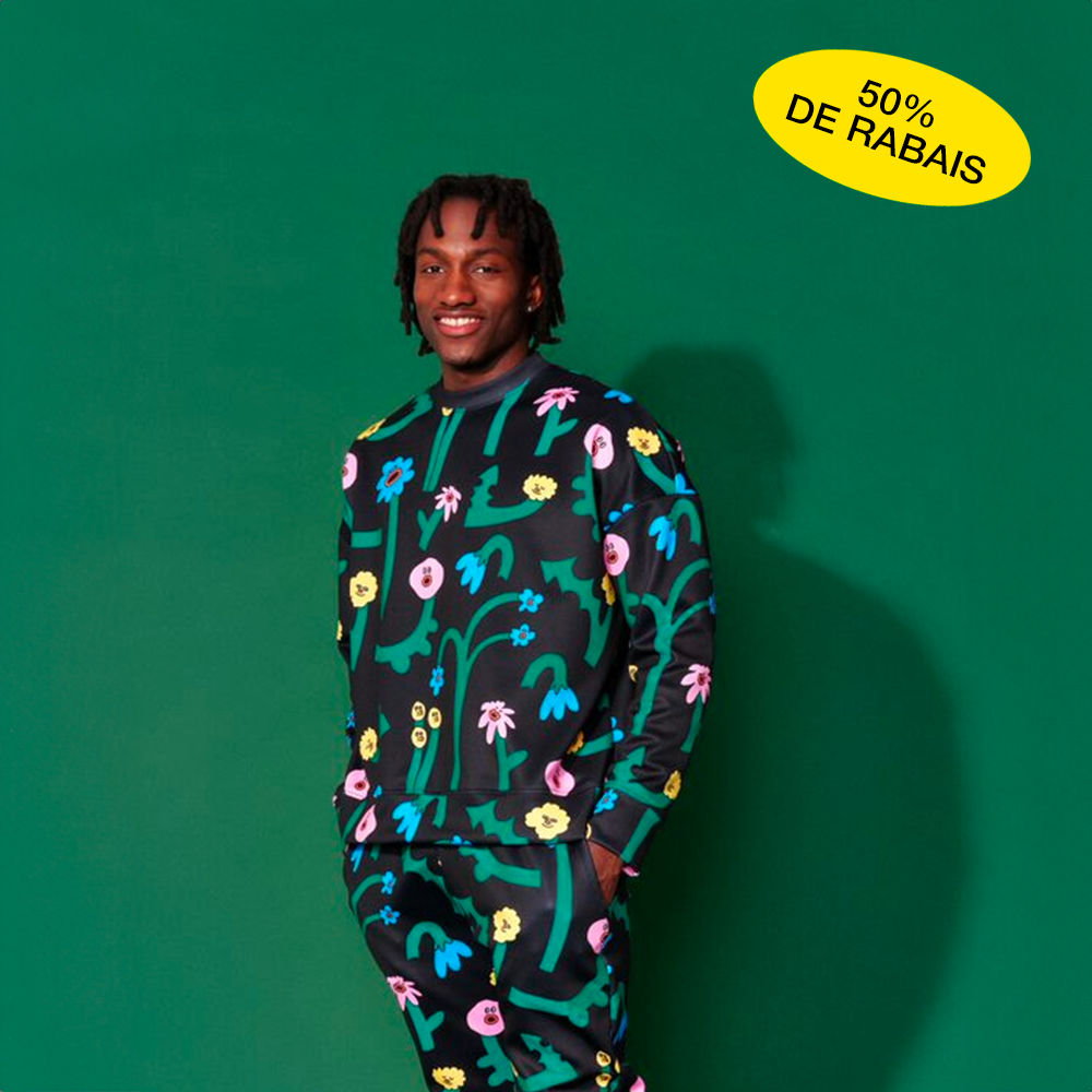 Chandail tranquille ''Singing flowers'' - noir