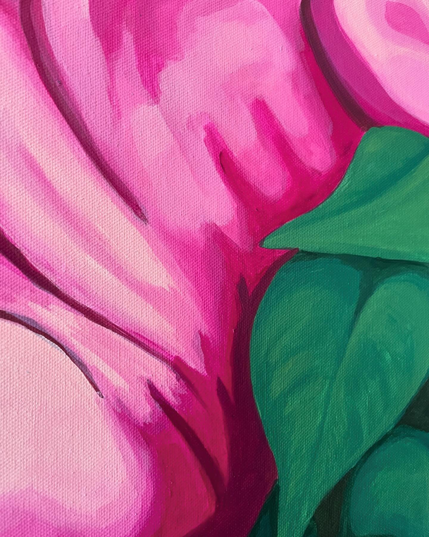 Soft folds and foliage&hellip; detail shot of this piece in progress. It&rsquo;s slow going but I&rsquo;m loving the contrasting colors, duh, I use them a lot. The heart wants what the heart wants 💖

#haleynevilleart #newenglandartist #figurativeart