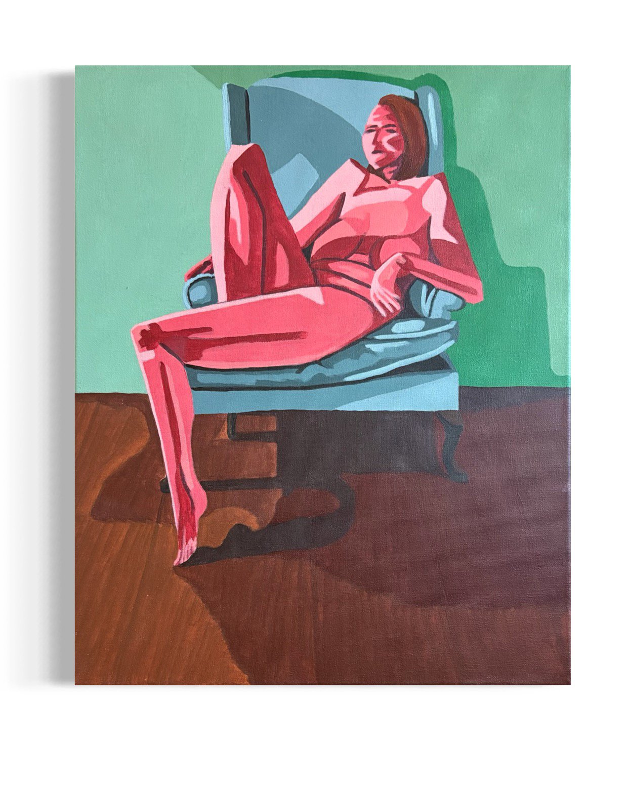 “When do I feel most disconnected from myself?”. 20"x16". Acrylic on canvas. 2025