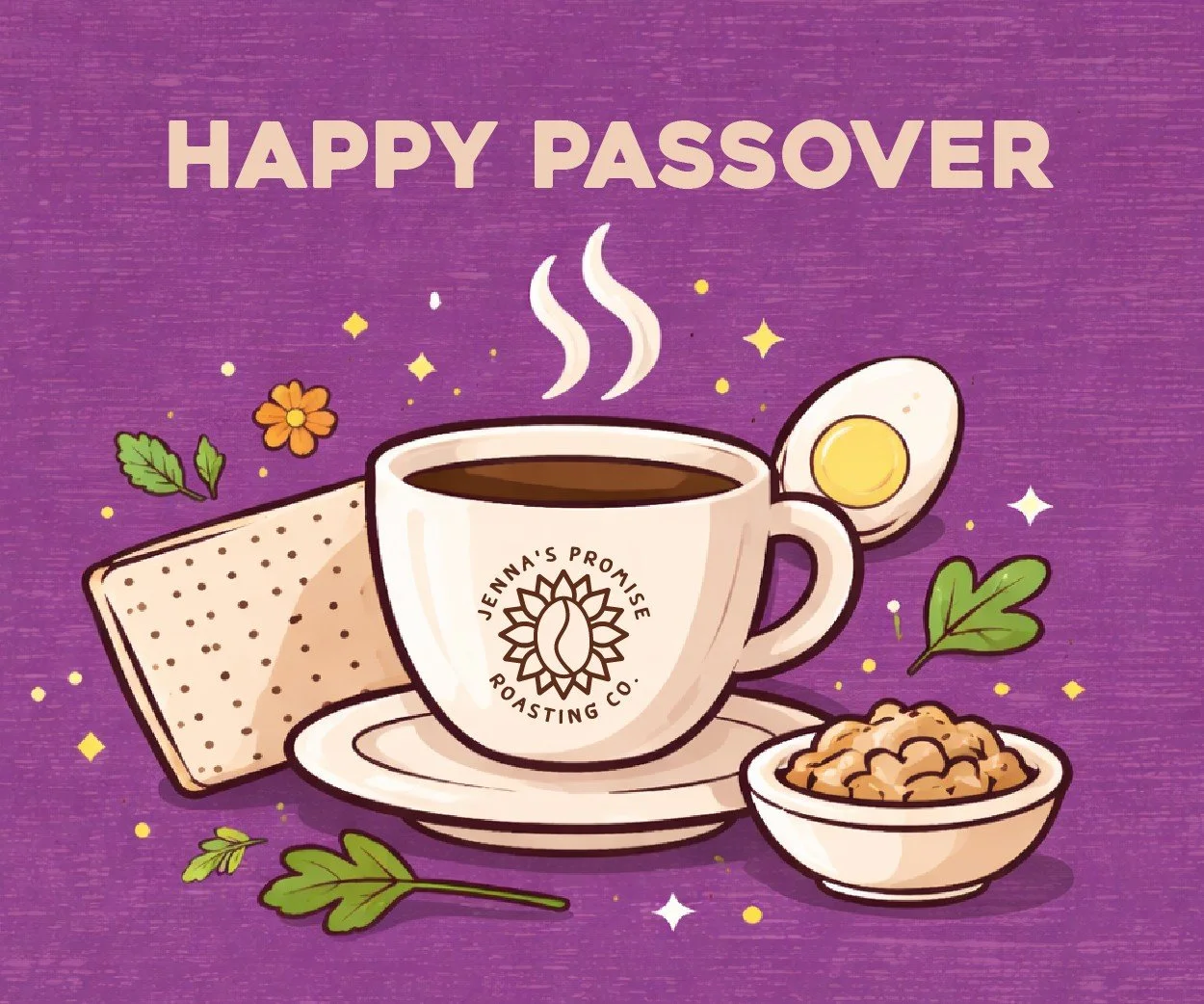 As Passover continues, we&rsquo;re taking a moment to recognize its themes of reflection, resilience, and renewal. May this season bring peace, connection, and joy to all who observe.

#JennasPromiseRoastingCo #JennasCoffee #CoffeeWithACause #Support